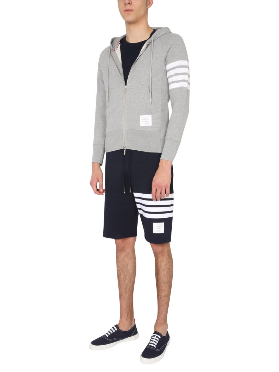 Shop Thom Browne Zipper Hoodie In Grey