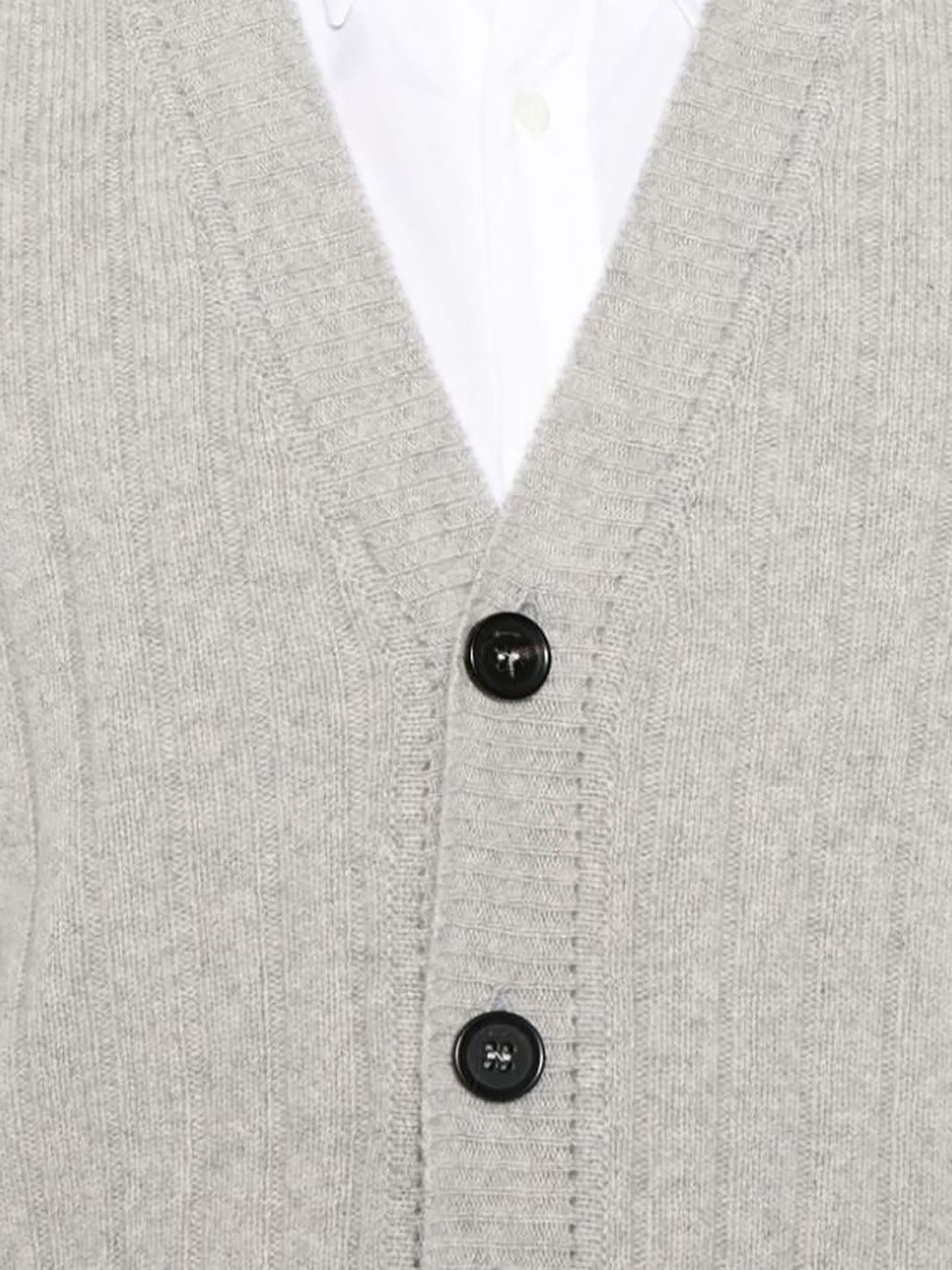 DRUMOHR GREY CASHMERE-WOOL CARDIGAN 