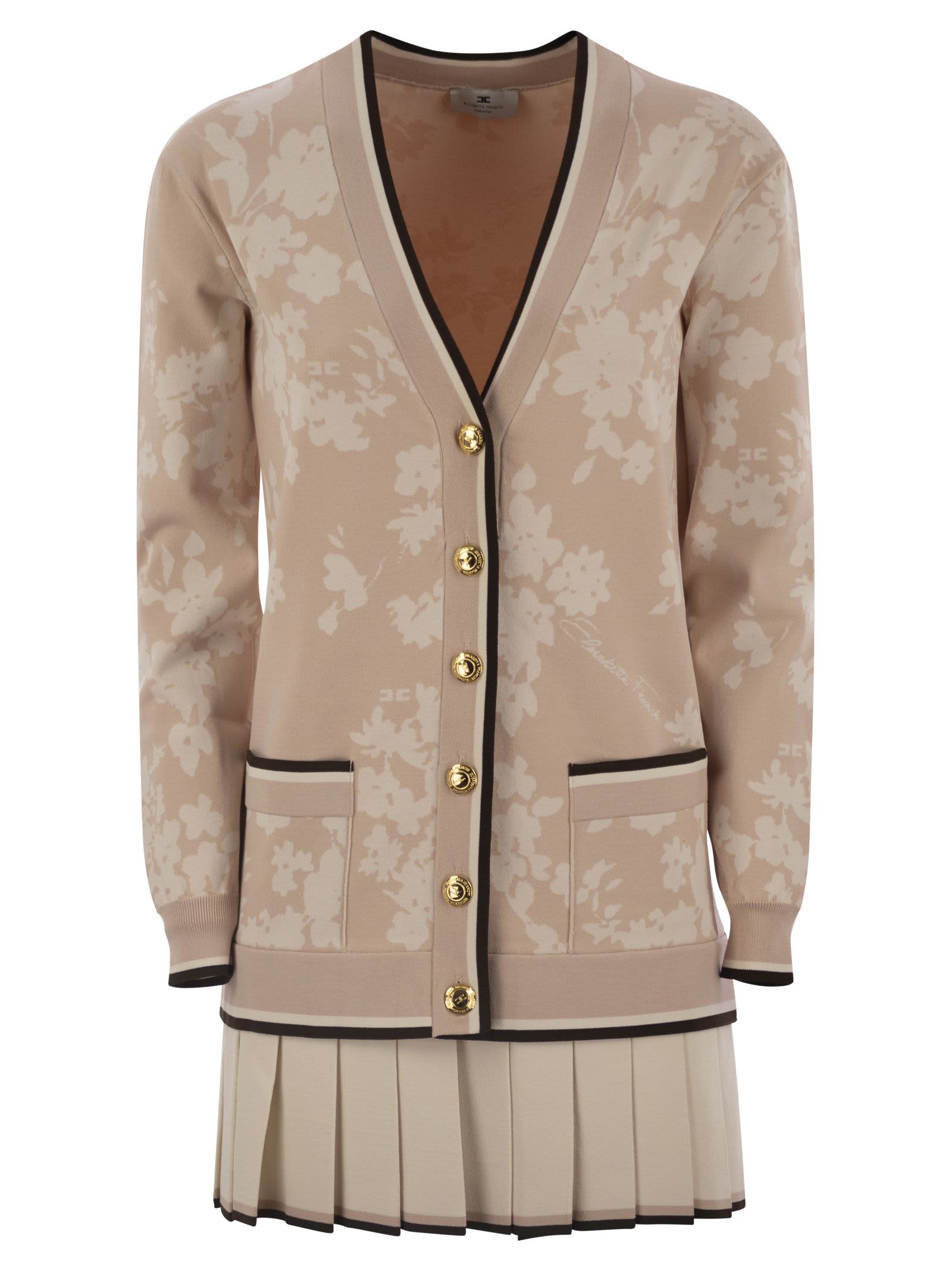 Elisabetta Franchi Knitted Dress In Nude/butter