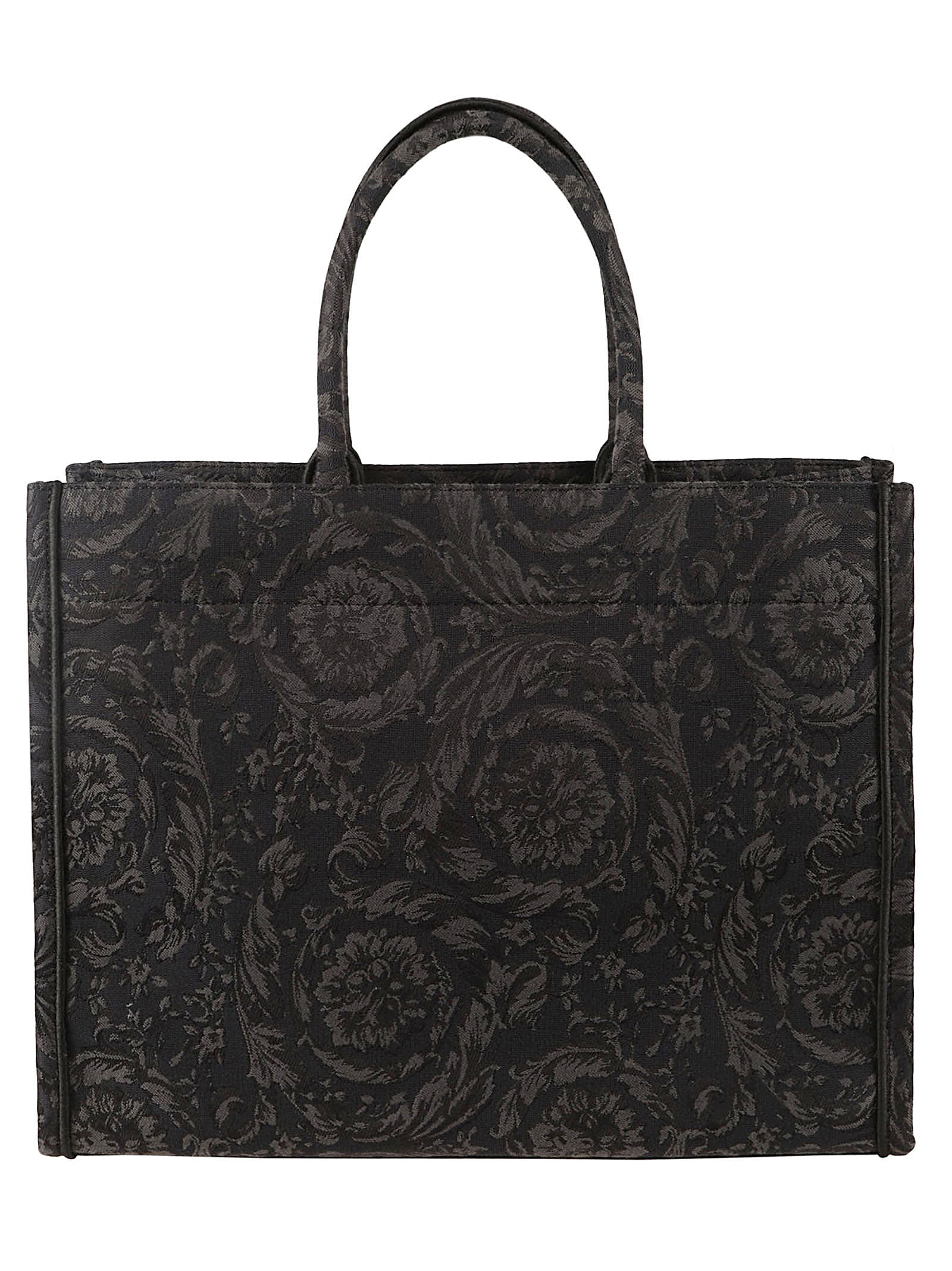 Shop Versace Logo Patch Tote In Black/gold
