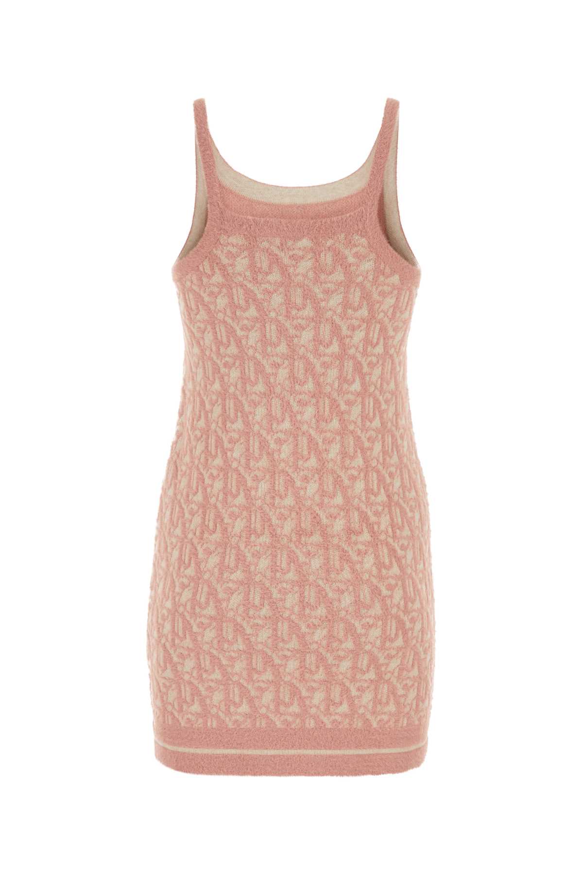 Shop Palm Angels Embroidered Nylon Blend Mini Dress In Beigepink
