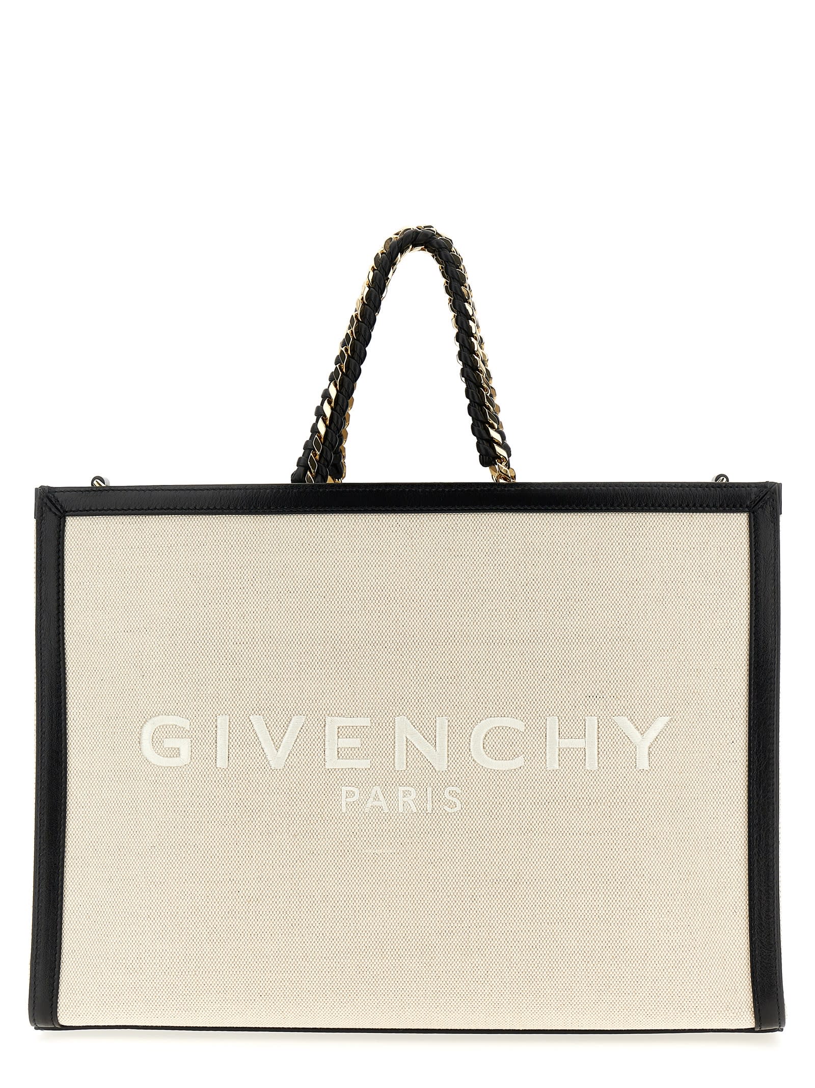Shop Givenchy Medium G Tote Shopping Bag In White/black
