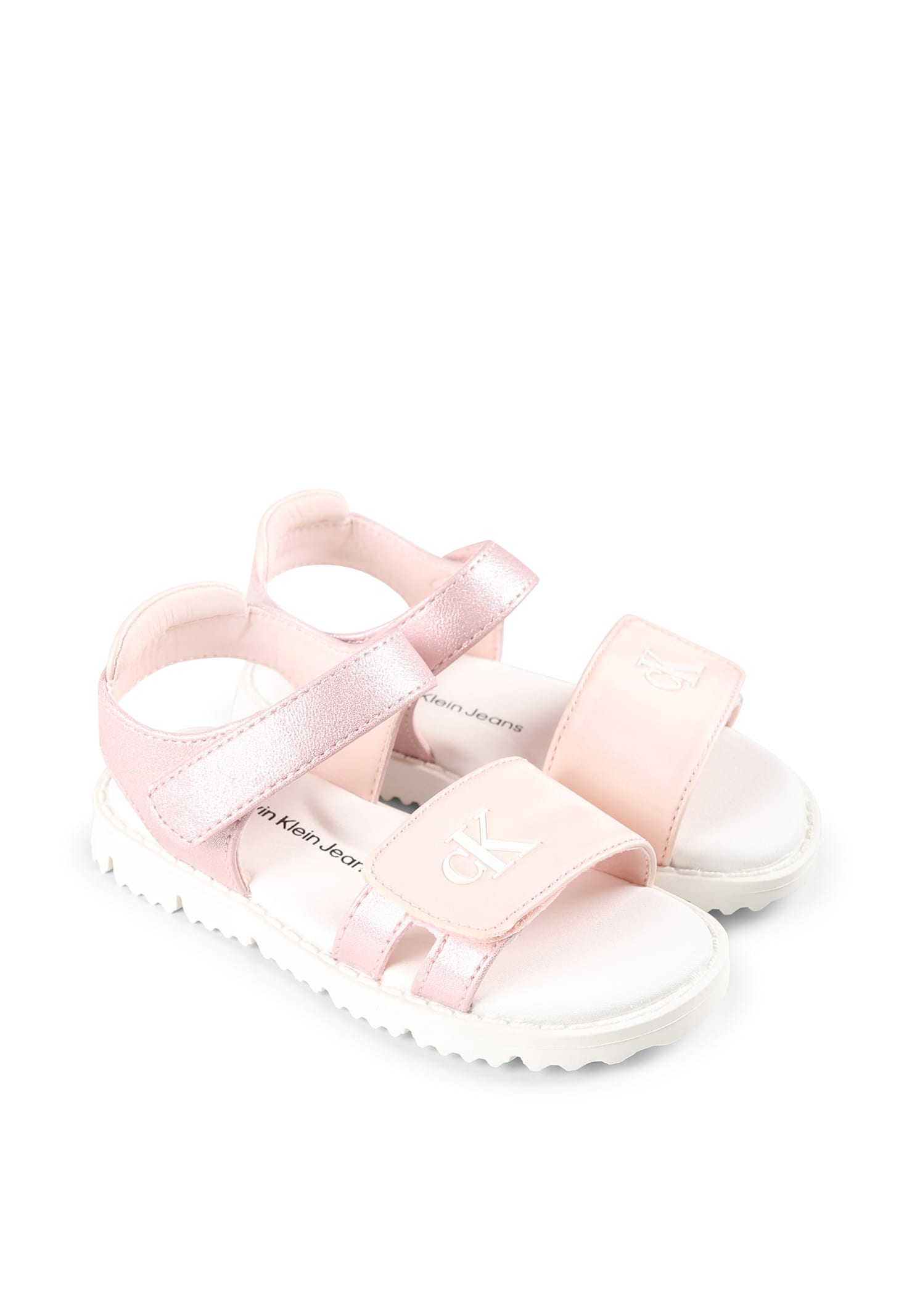 Calvin Klein Pink Sandals For Girl With Logo In Pink