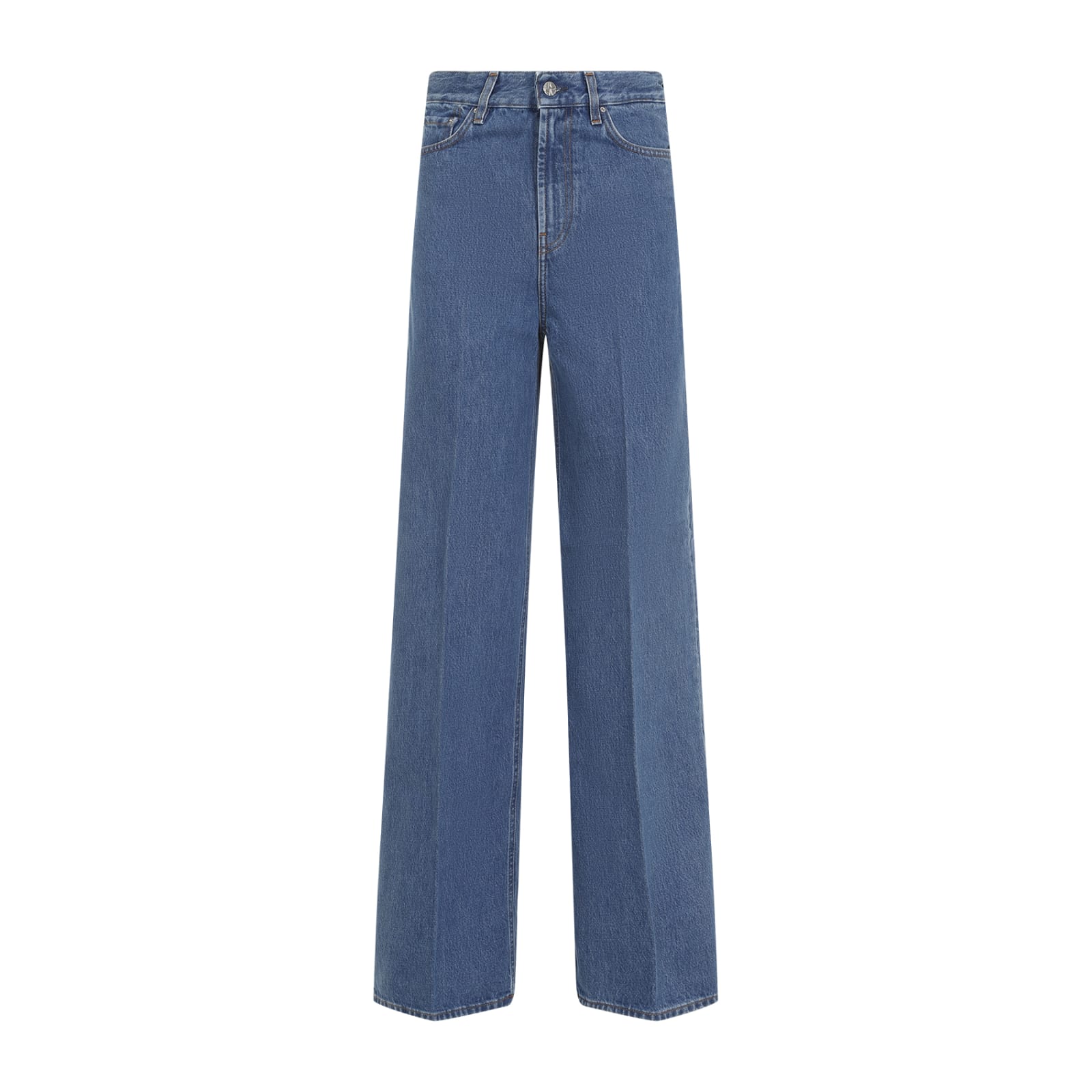 Shop Totême Wide Leg Jeans In Vibrant Blue