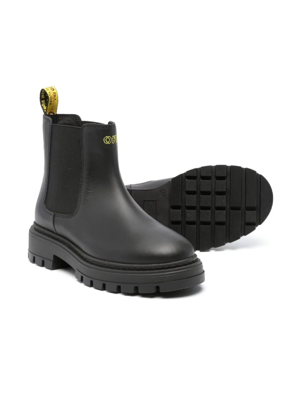 Shop Off-white Black Leather Chelsea Boots