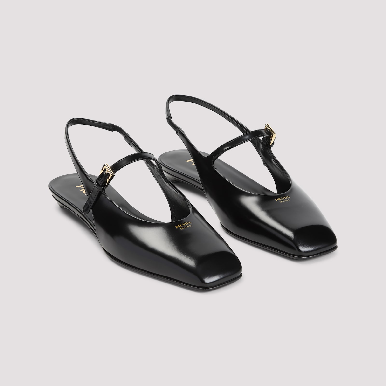 Prada Mary Jane Patent Pointy-toe Slingback Ballerina Flat In Nero