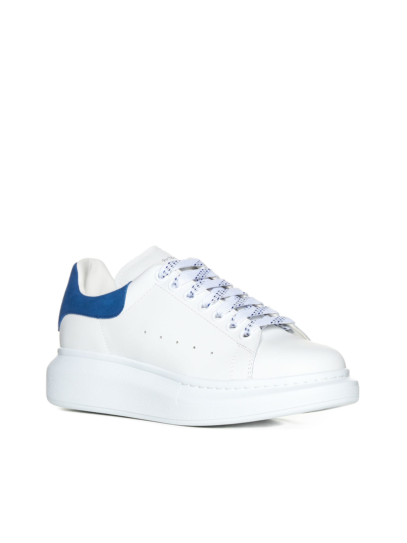 Alexander Mcqueen White And Blue Embossed Classic Sneakers In White/paris Blue