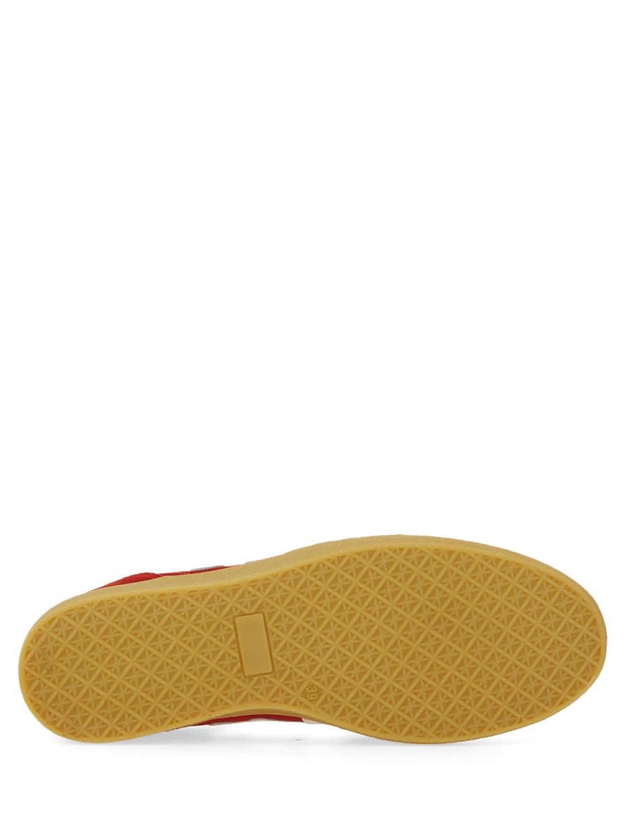 Msgm Retro Low-top Suede Sneaker With Contrast Sole In Red