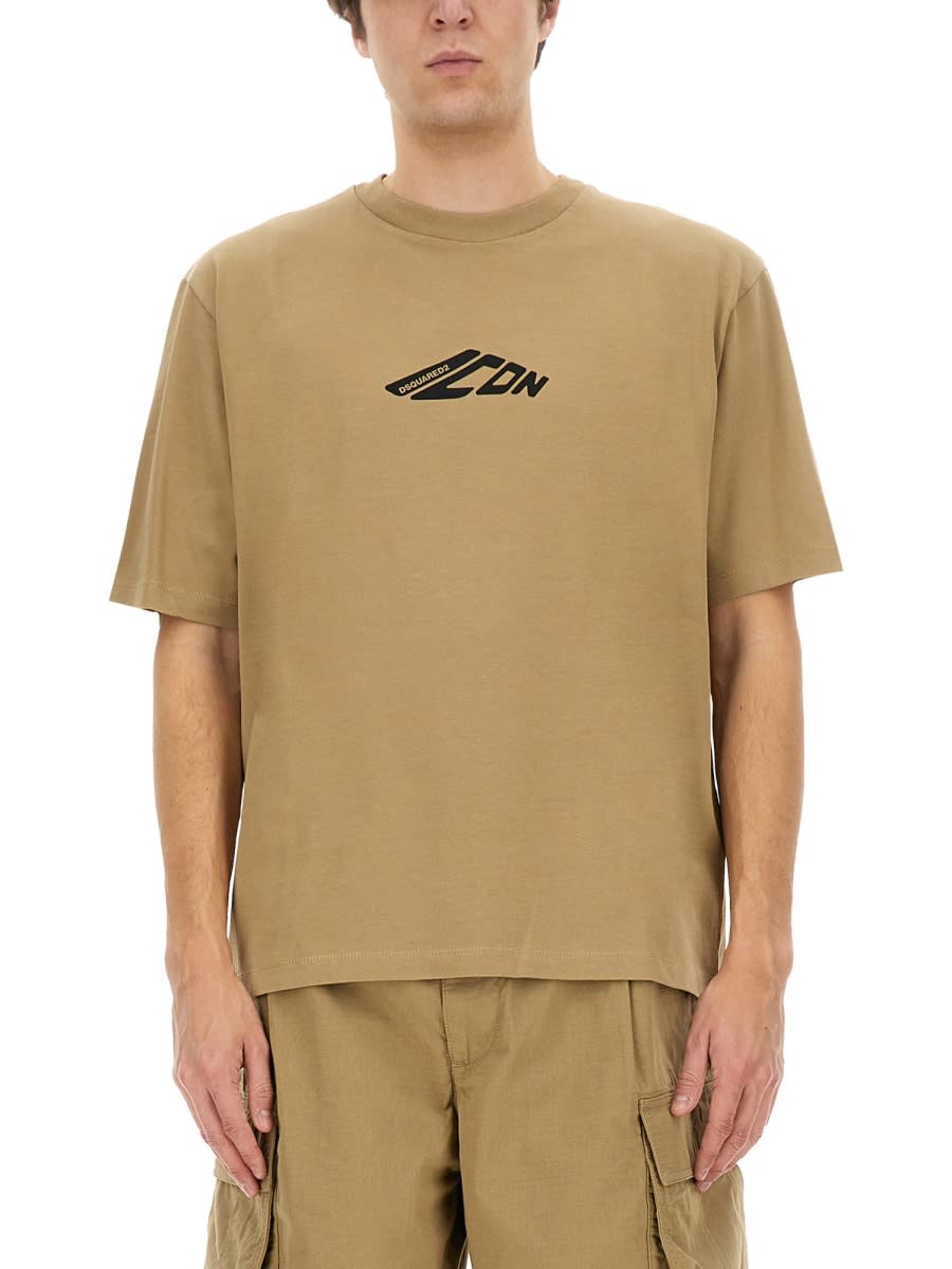 Dsquared2 Dsquared Men "icon New Generation Loose Fit" T-shirt In Beige