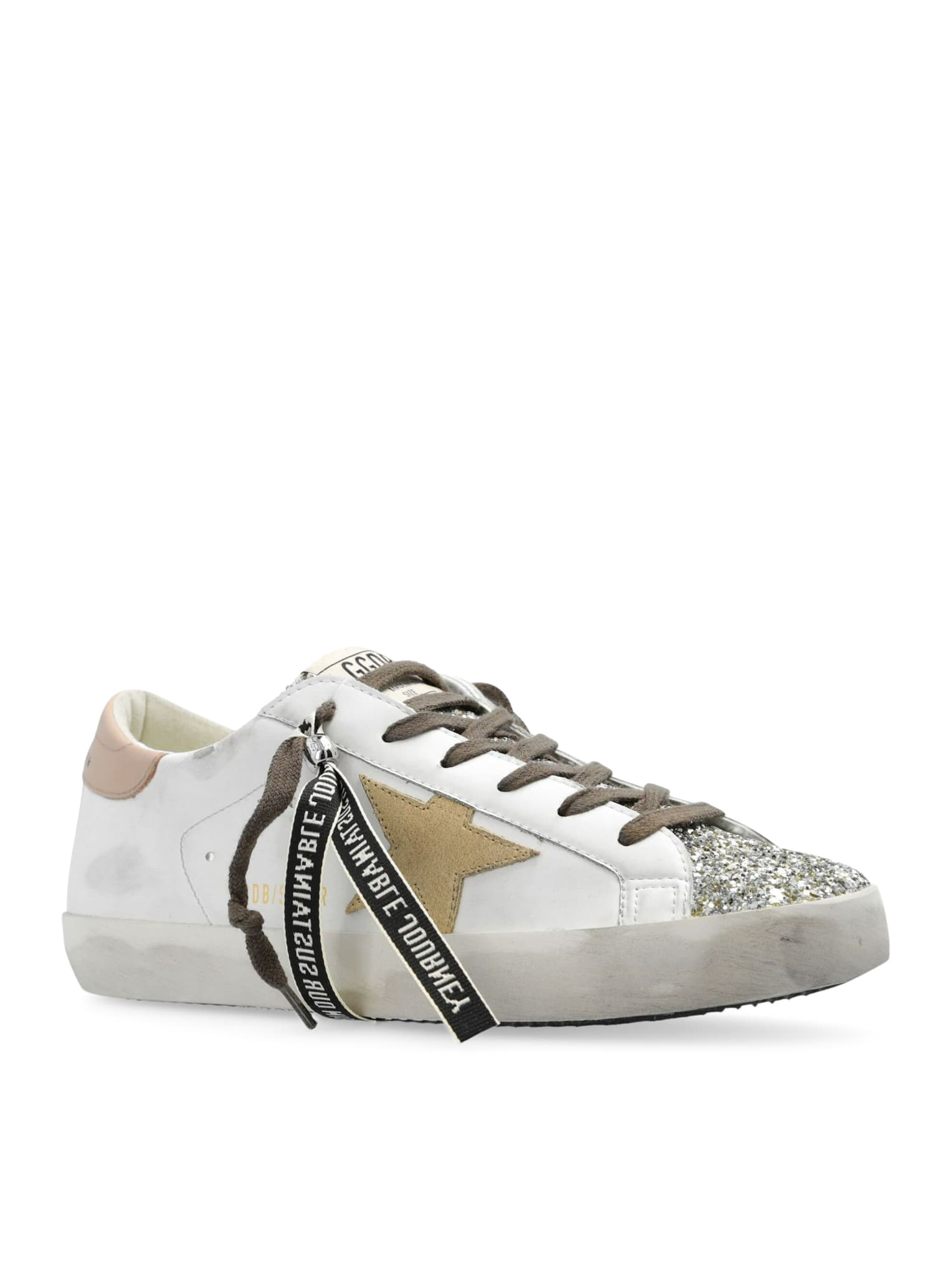 Shop Golden Goose Super-star Sneakers In White Platinum Yellow Pink