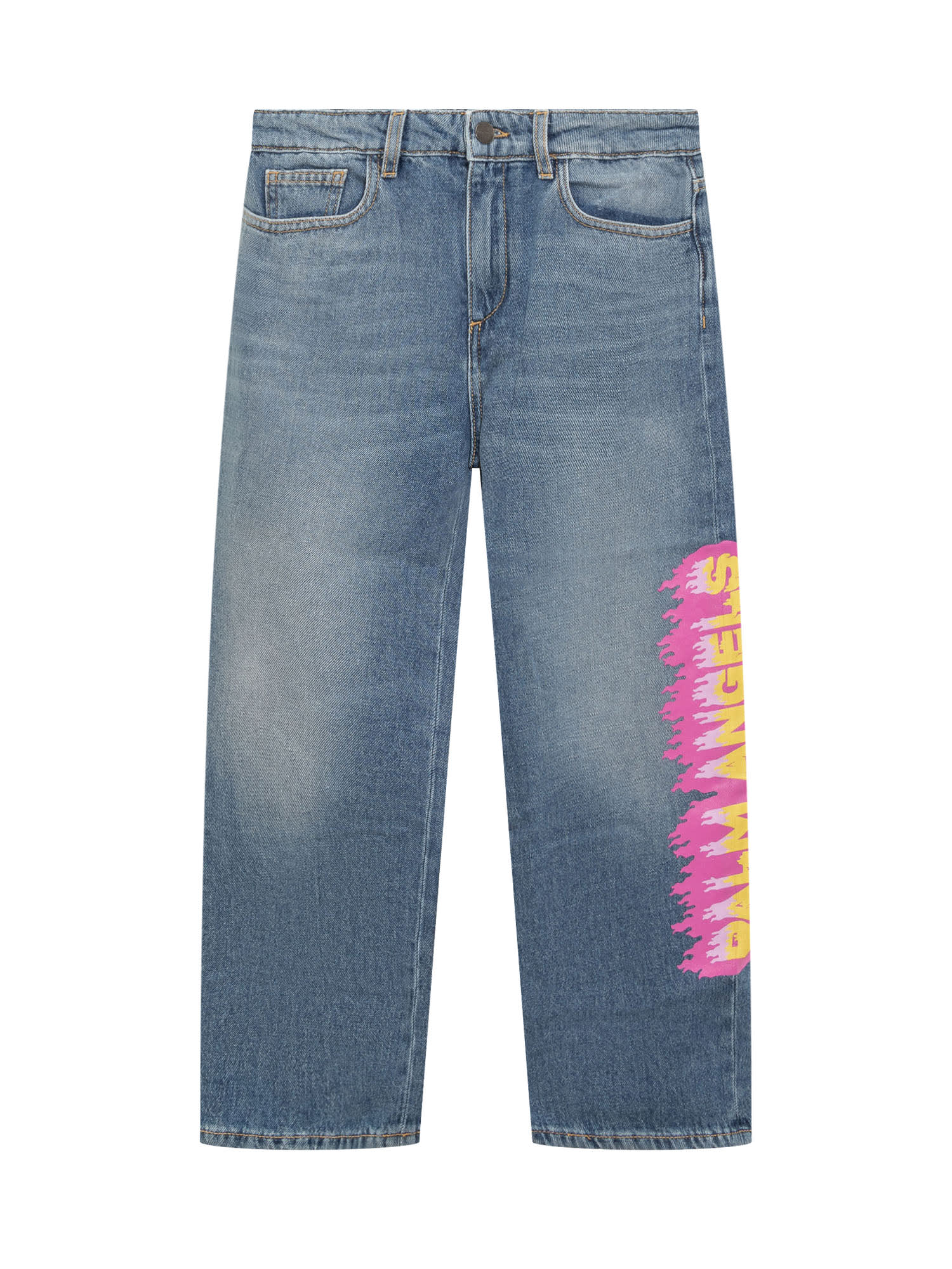 Shop Palm Angels Flames Jeans In Blue Fuchsia
