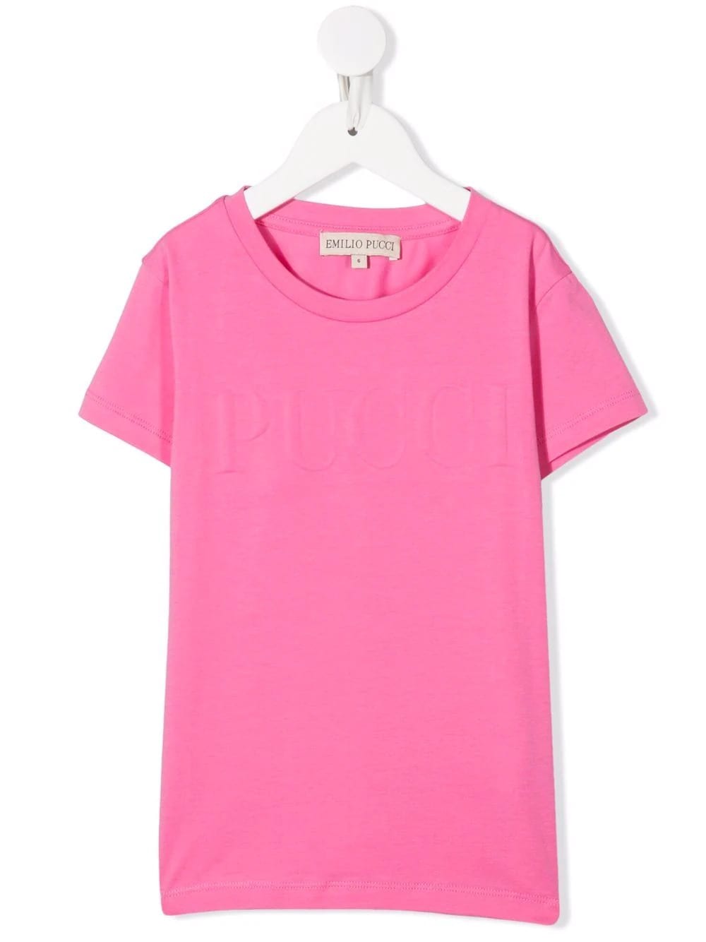 Emilio Pucci Kids Bright Pink T-shirt With Embossed Logo