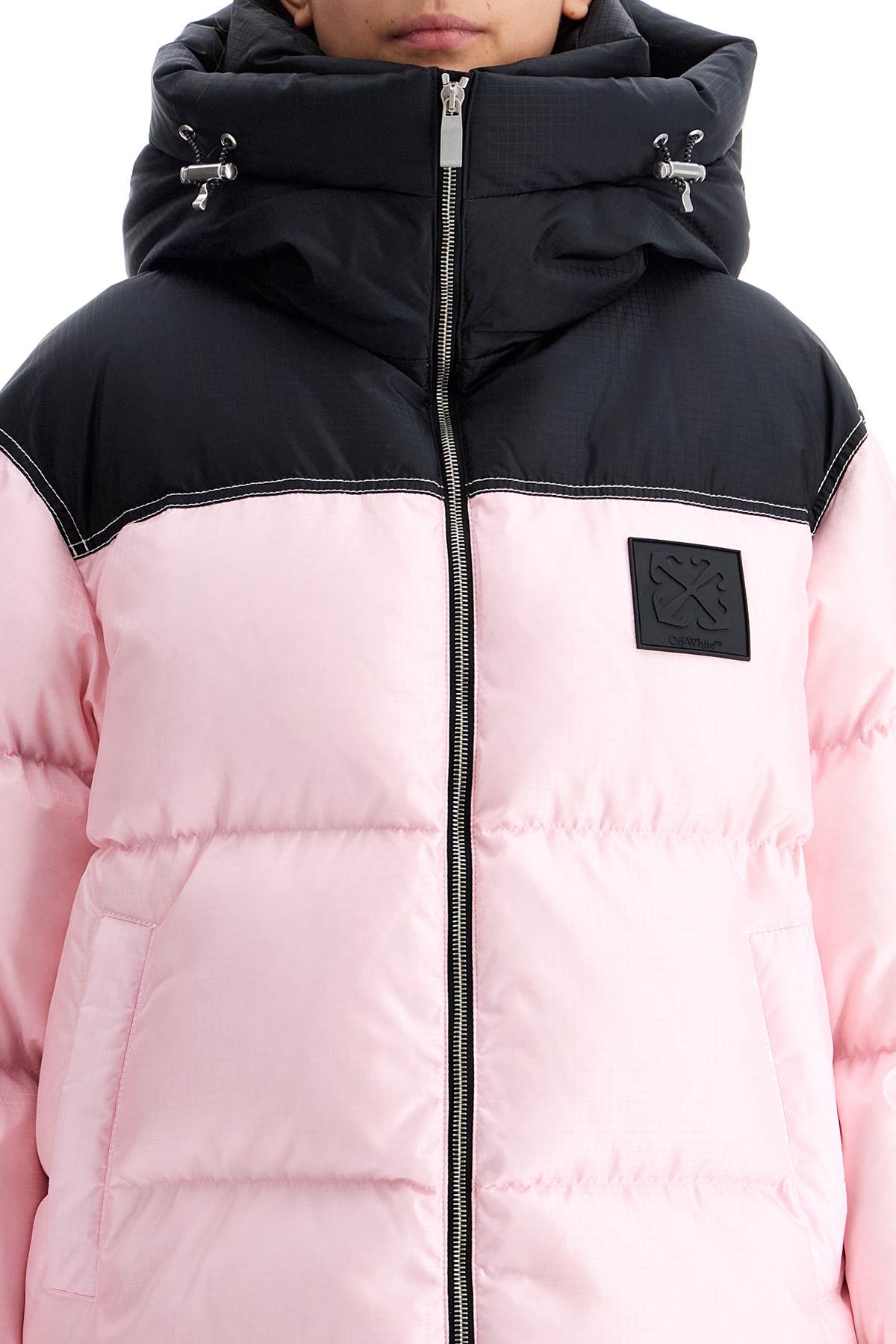 Shop Off-white Oversized Down Jacket With In Chalk Pink - Black (pink)