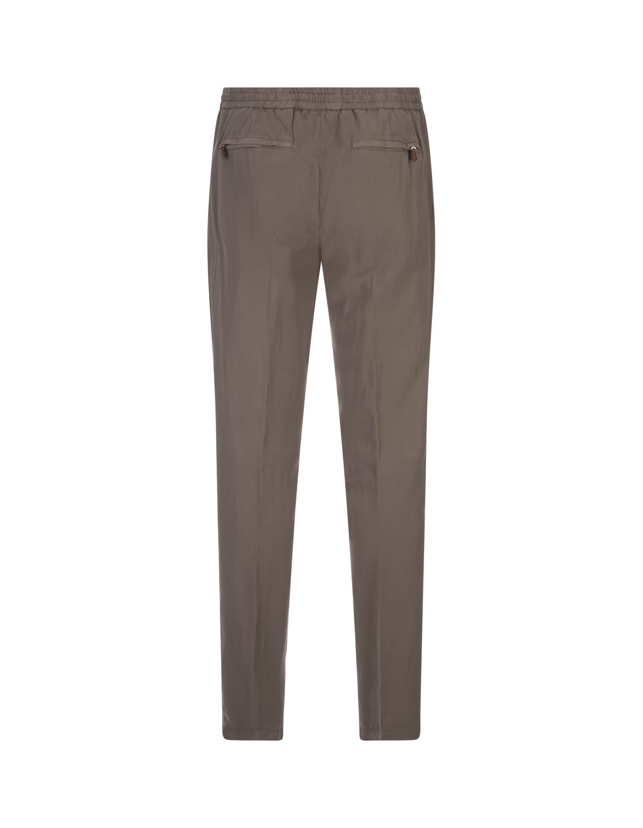 Shop Pt01 Mud Linen Blend Soft Fit Trousers In Brown