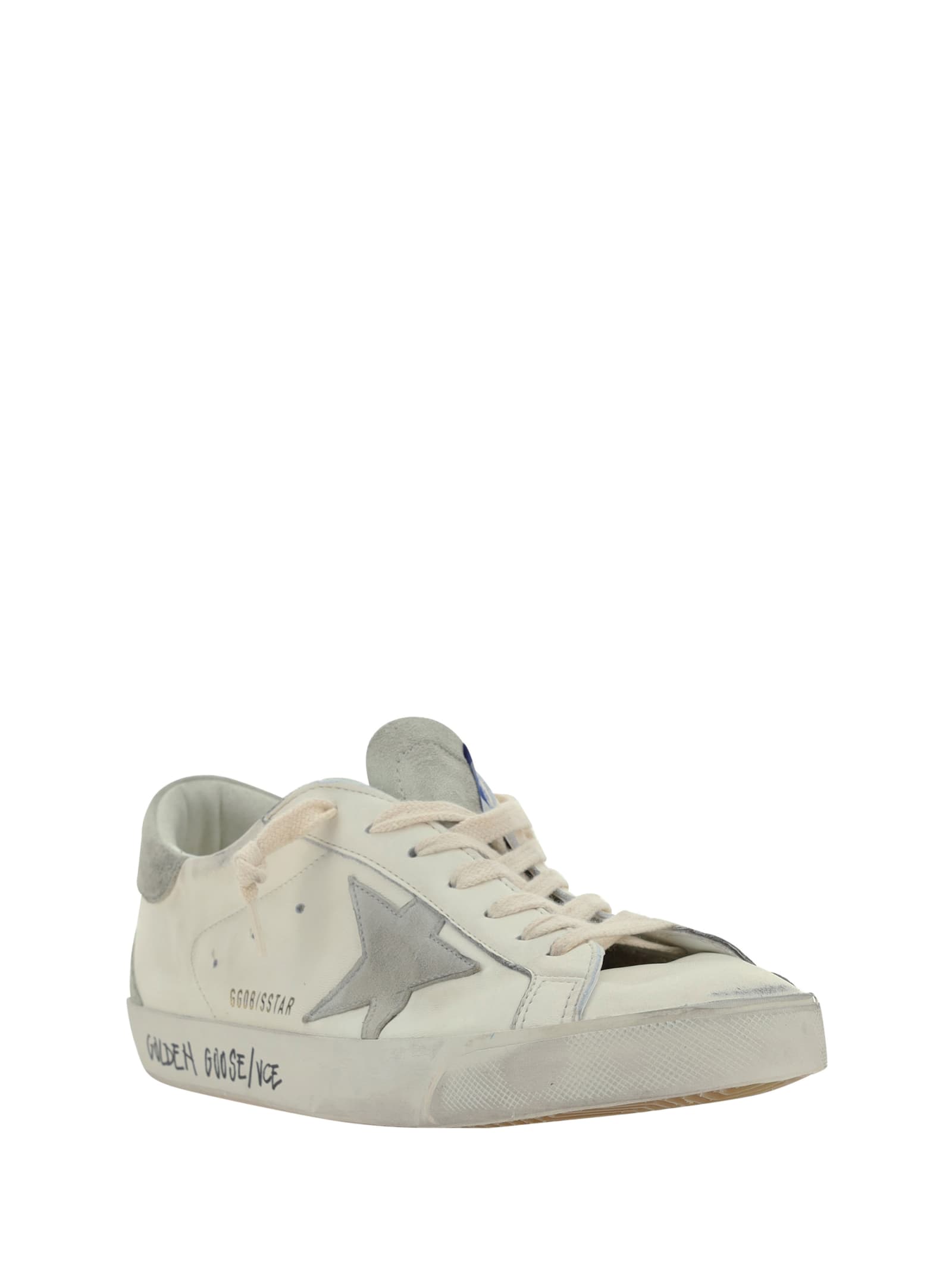 Shop Golden Goose Super Star Sneakers In White/ice/grey