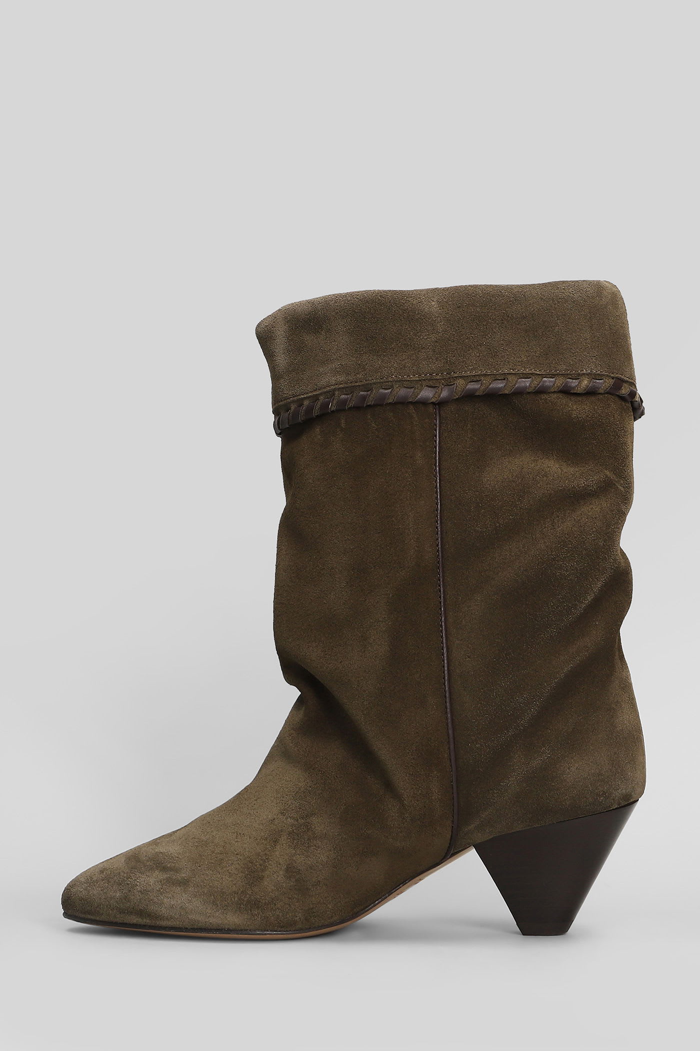 Isabel Marant Dalby High Heels Ankle Boots In Khaki Suede In Brown