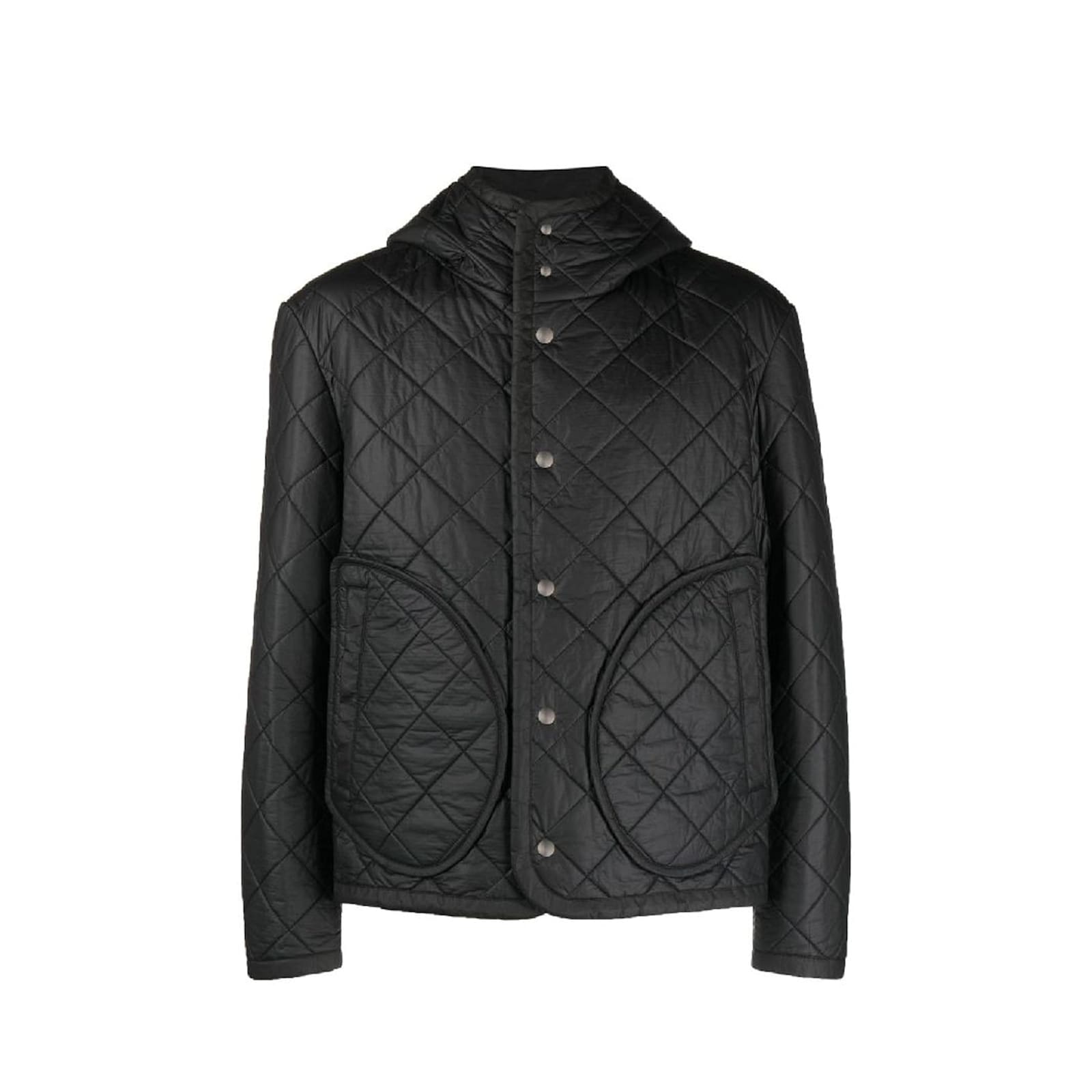 Craig Green Quilted Black Down Jacket With Fixed Hood In Black
