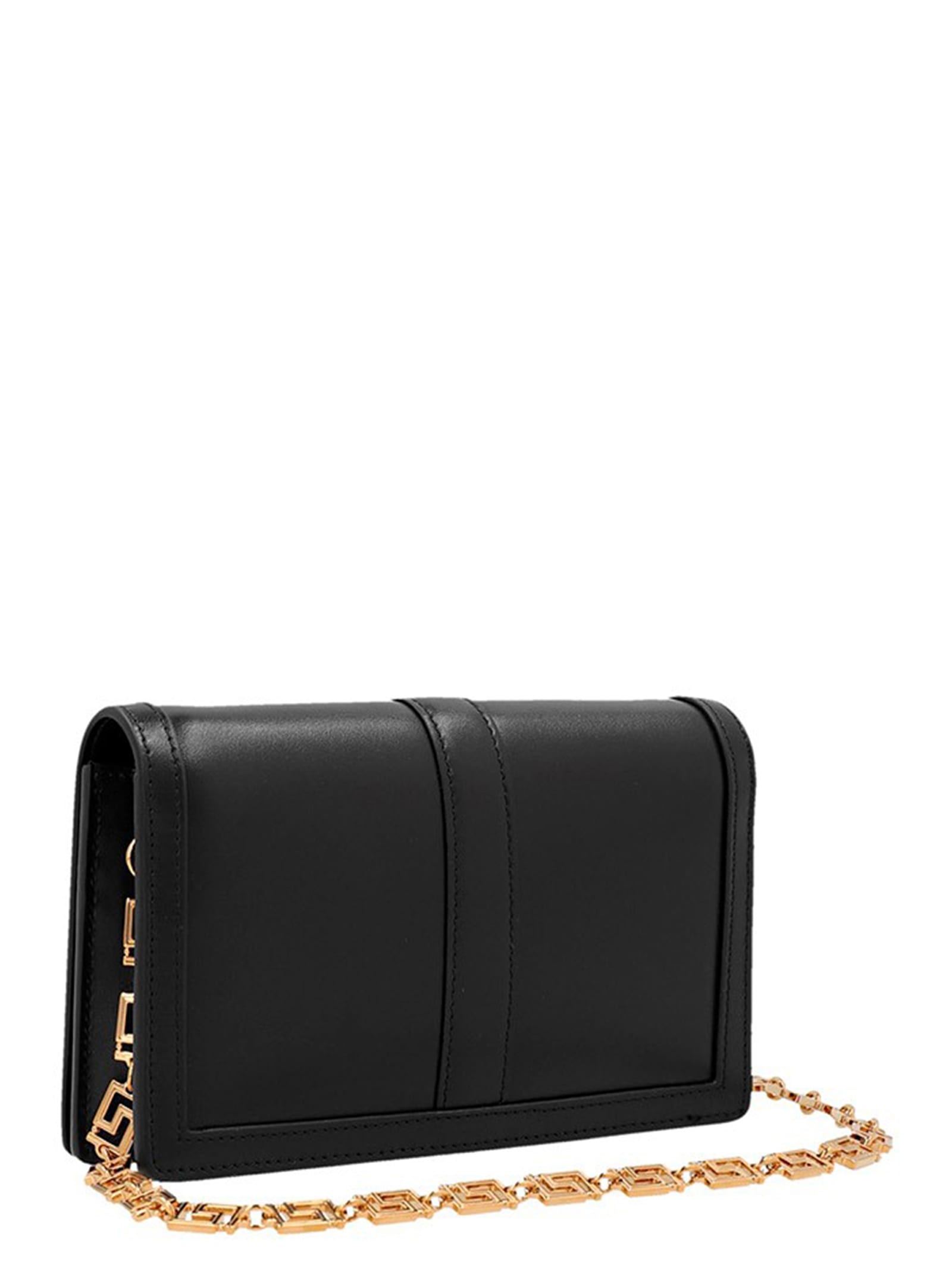 Shop Versace Greca Goddess Clutch In Black