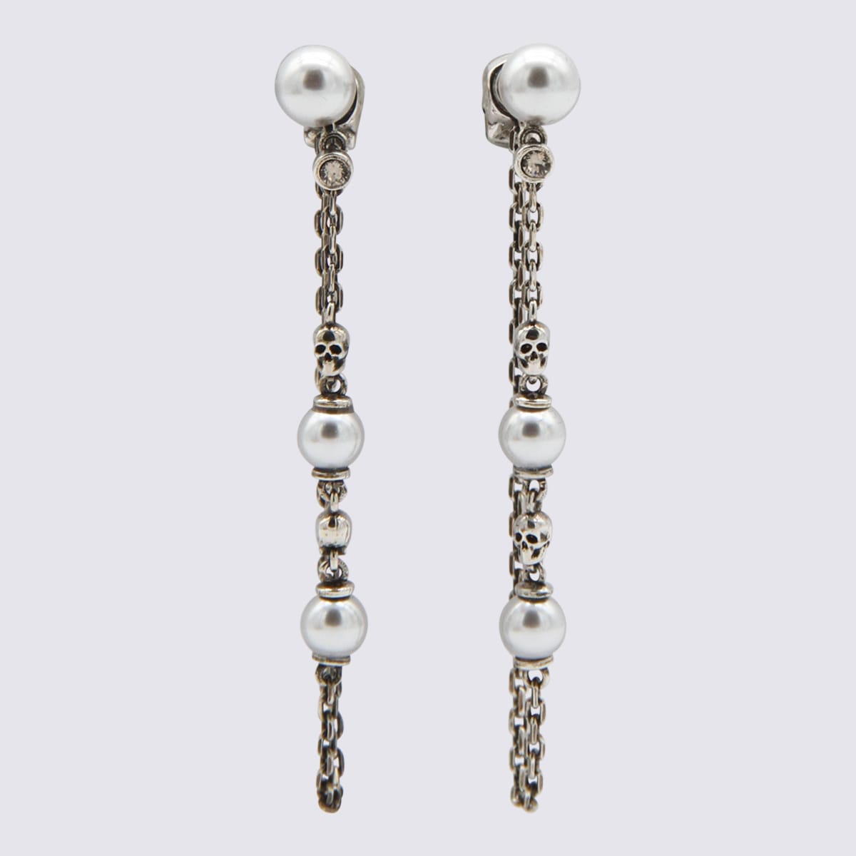 Alexander Mcqueen Silver-tone Brass Earrings In Ottone/perla