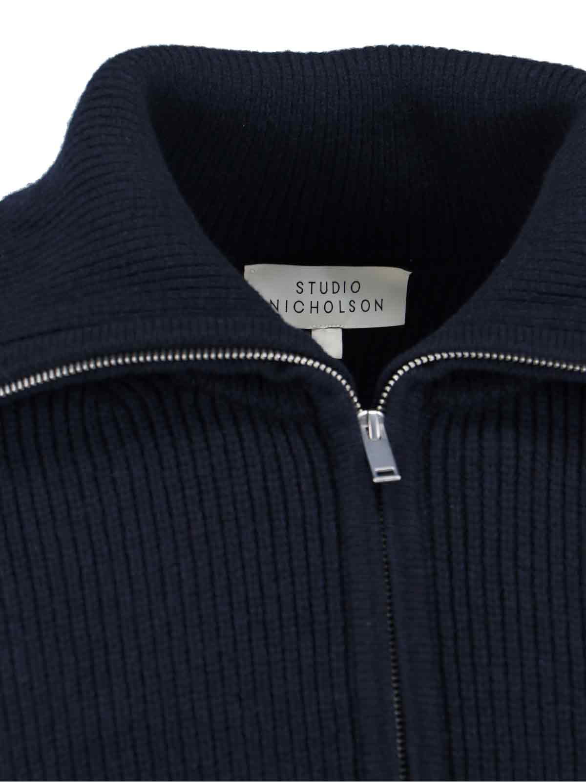 Studio Nicholson Sandos Zip Sweater In Blue