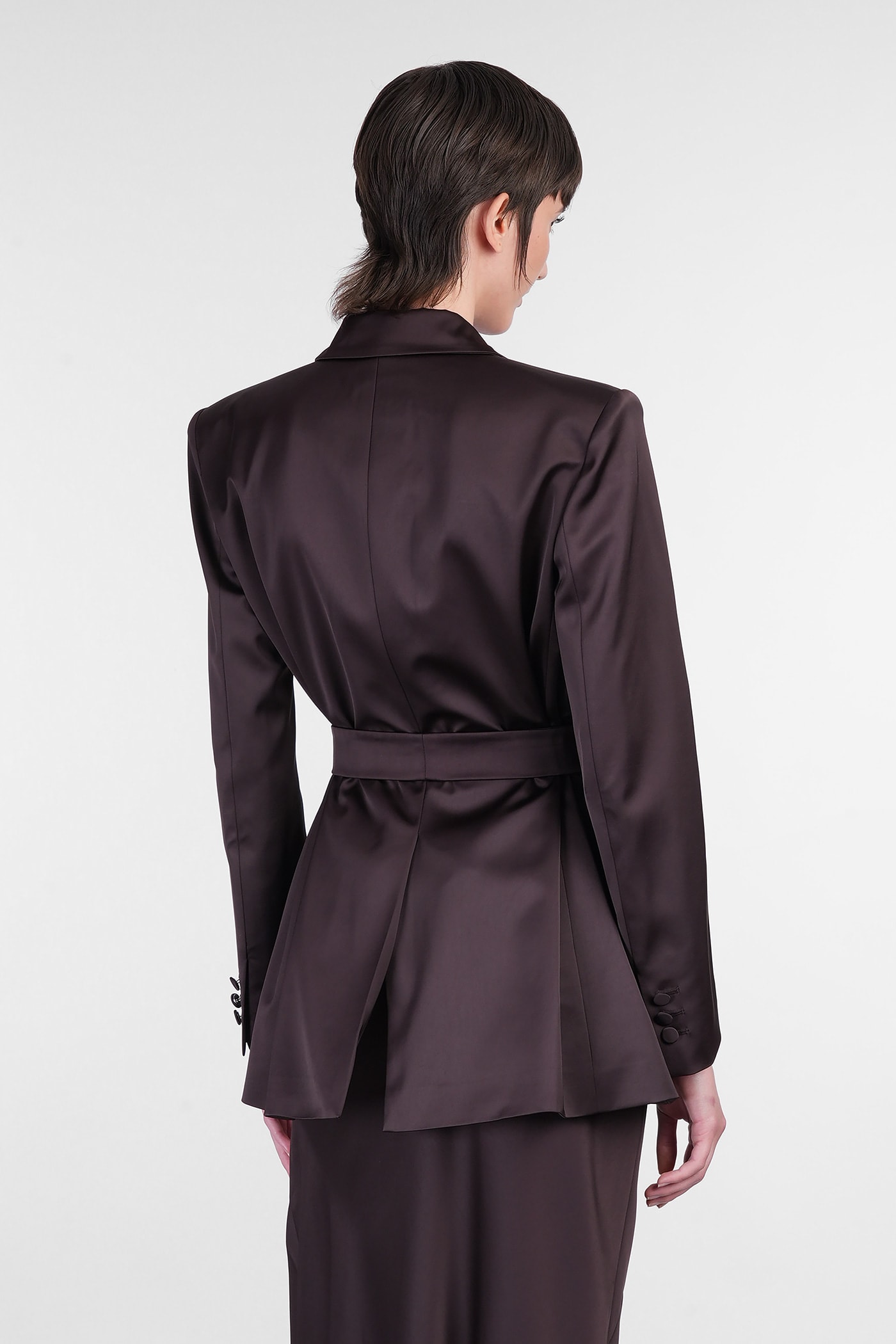 The Andamane Guia With Belt Blazer In Brown Polyester