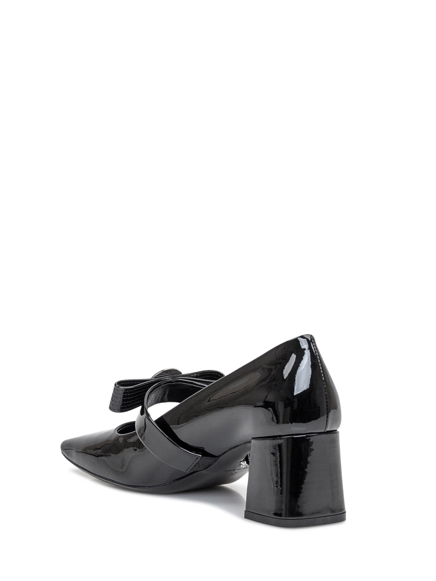 Shop Versace Dècollettè Wide Heel In Black-palladium