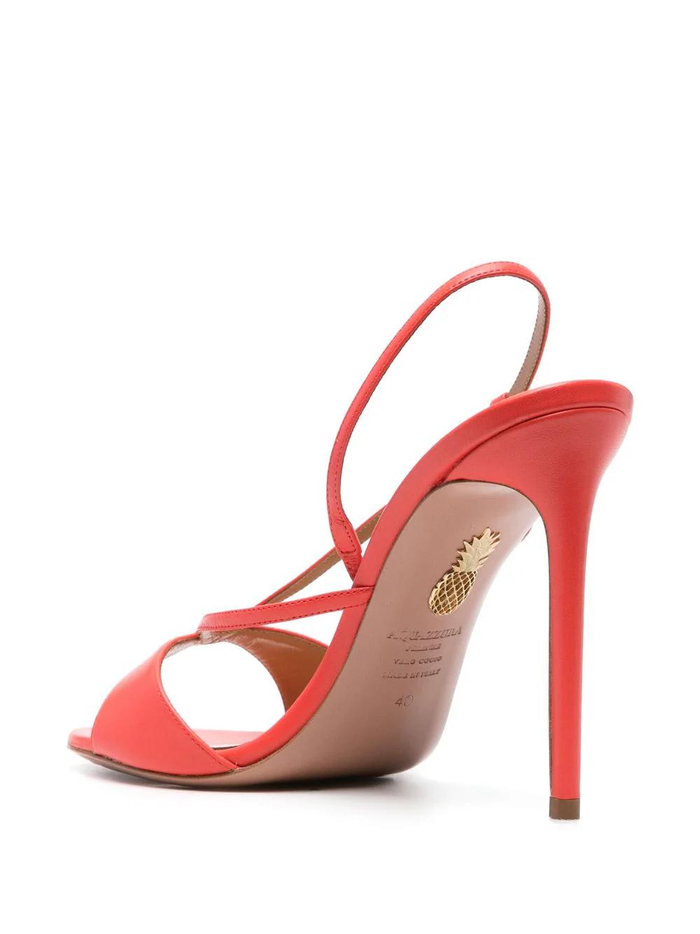 Shop Aquazzura Sognare 105mm Leather Sandals In Red