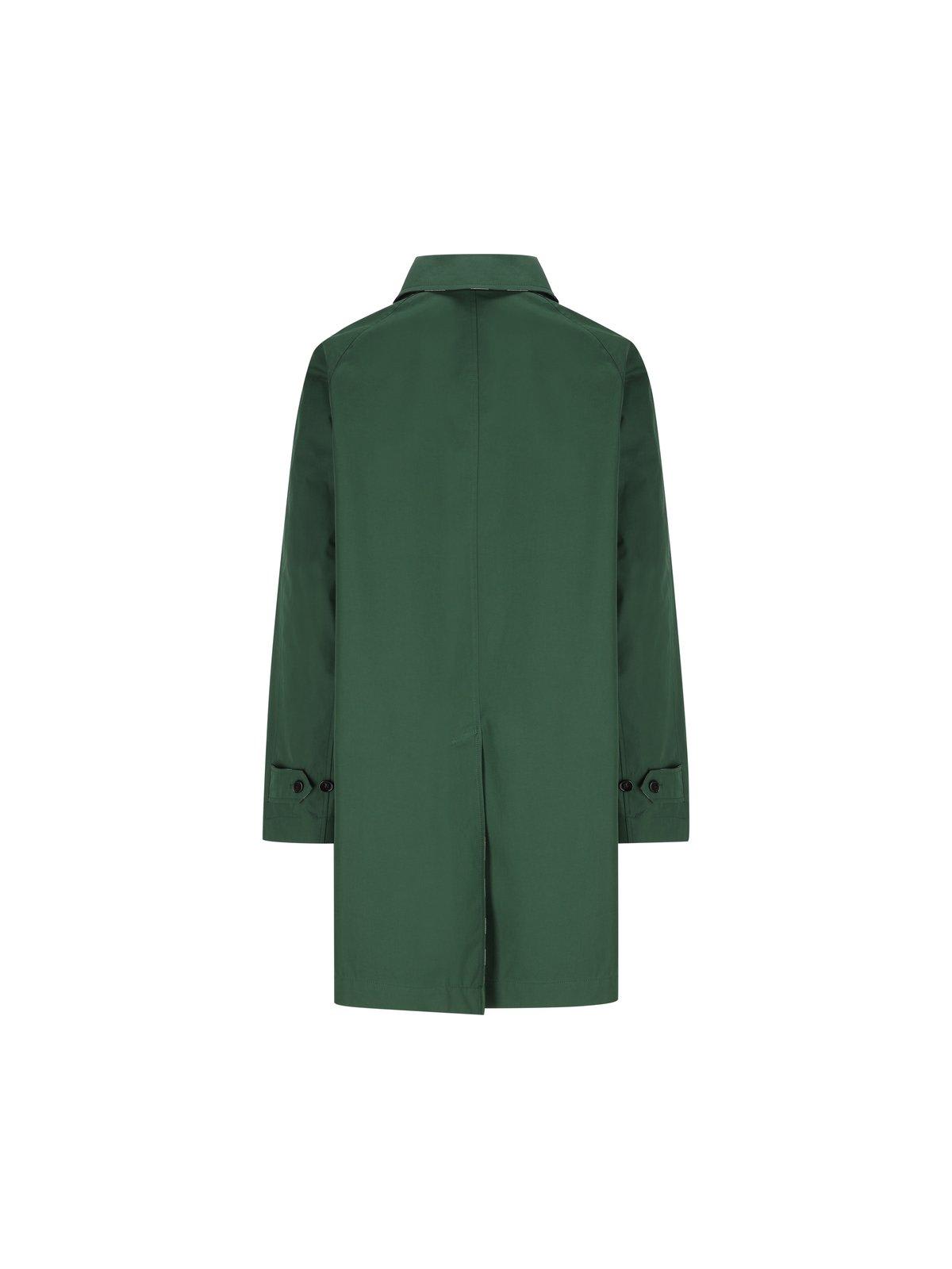 Shop Burberry Reversible Checked Buttoned Car Coat In Green/yellow