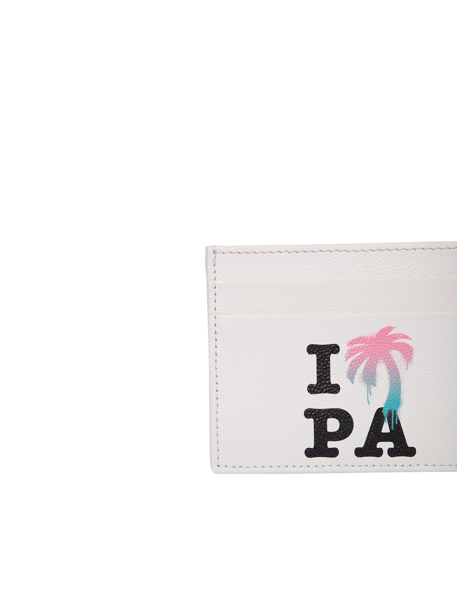 Shop Palm Angels Graphic Print Cream Cardholder In White