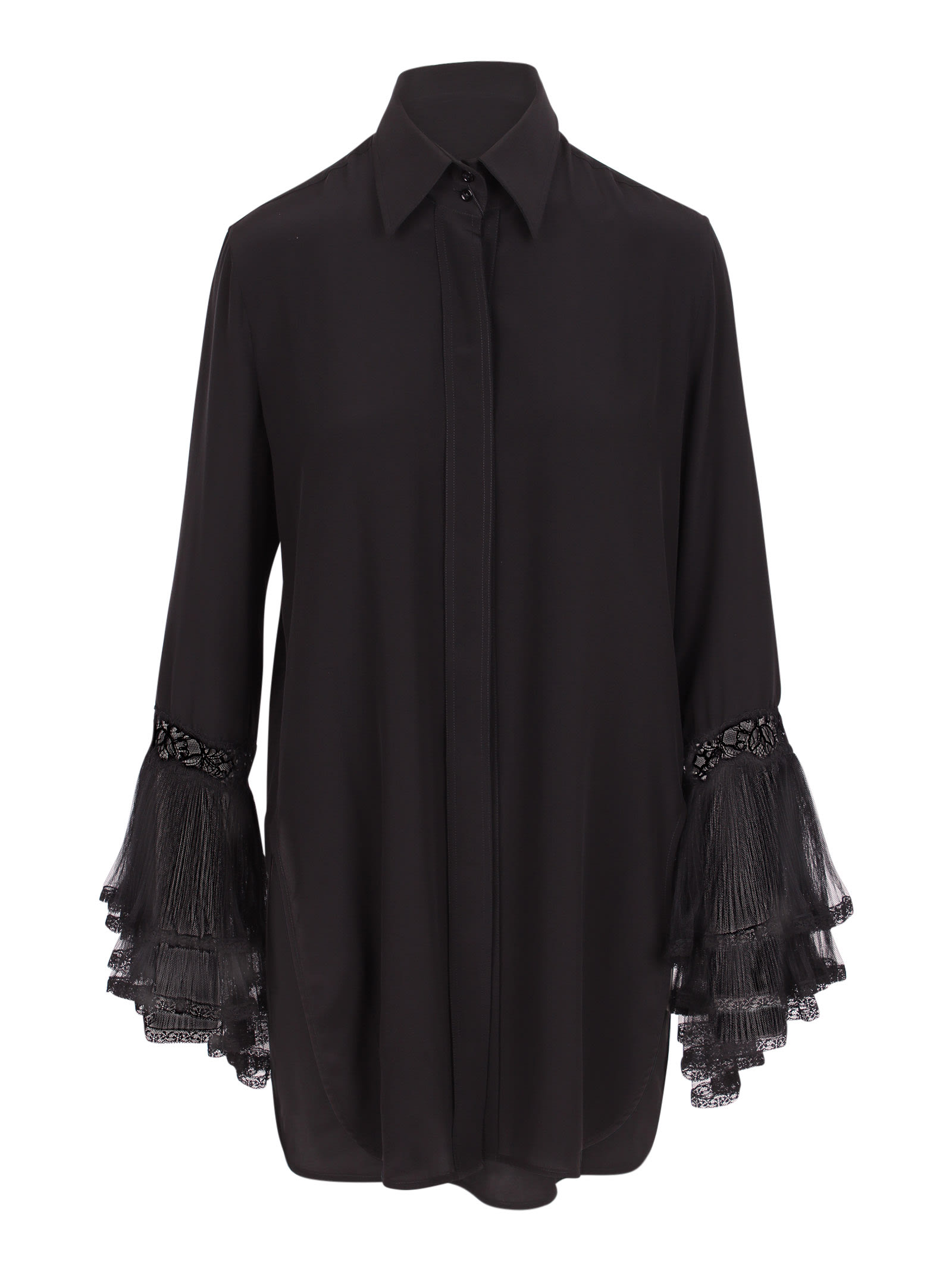 Ermanno Scervino Silk Shirt With Lace Flounced Cuffs