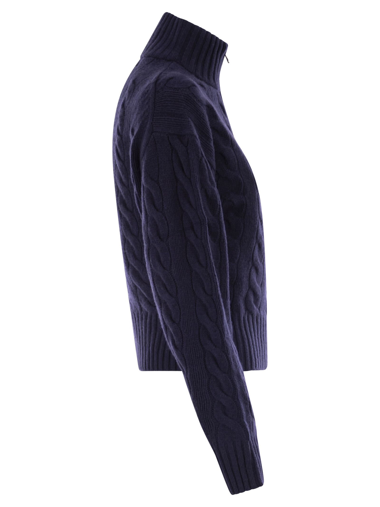 Polo Ralph Lauren Wool And Cashmere Cable Knit Jumper In Blue
