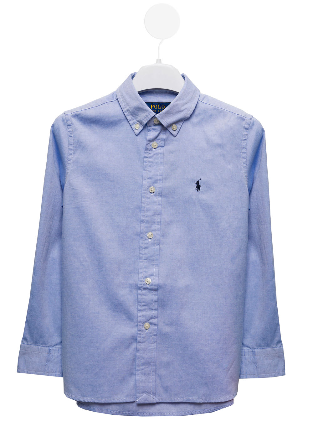 Shop Ralph Lauren Light Blue Cotton Poplin Shirt With Logo Polo  Kids Boy