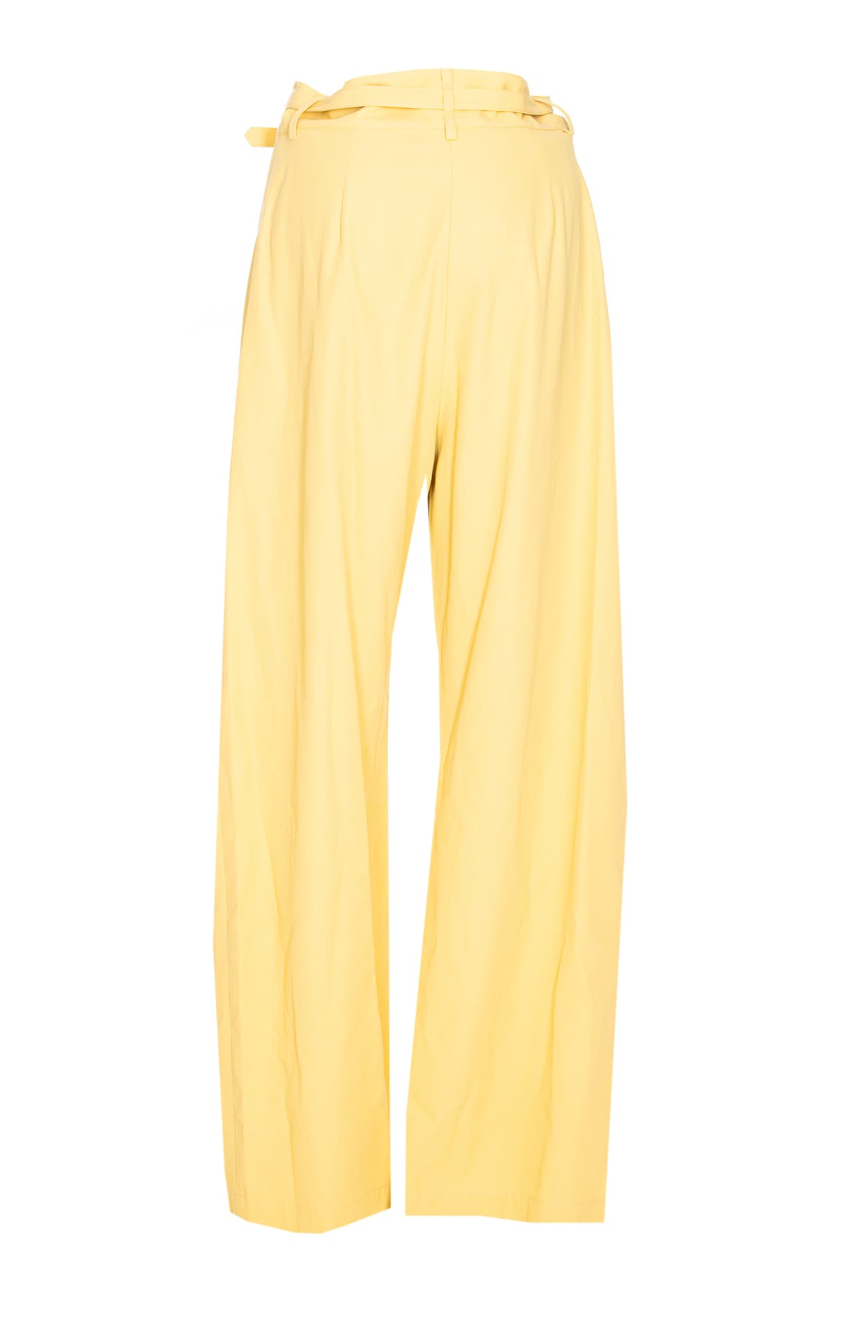 Pinko Belted Butter Yellow Trouser With Layered Details