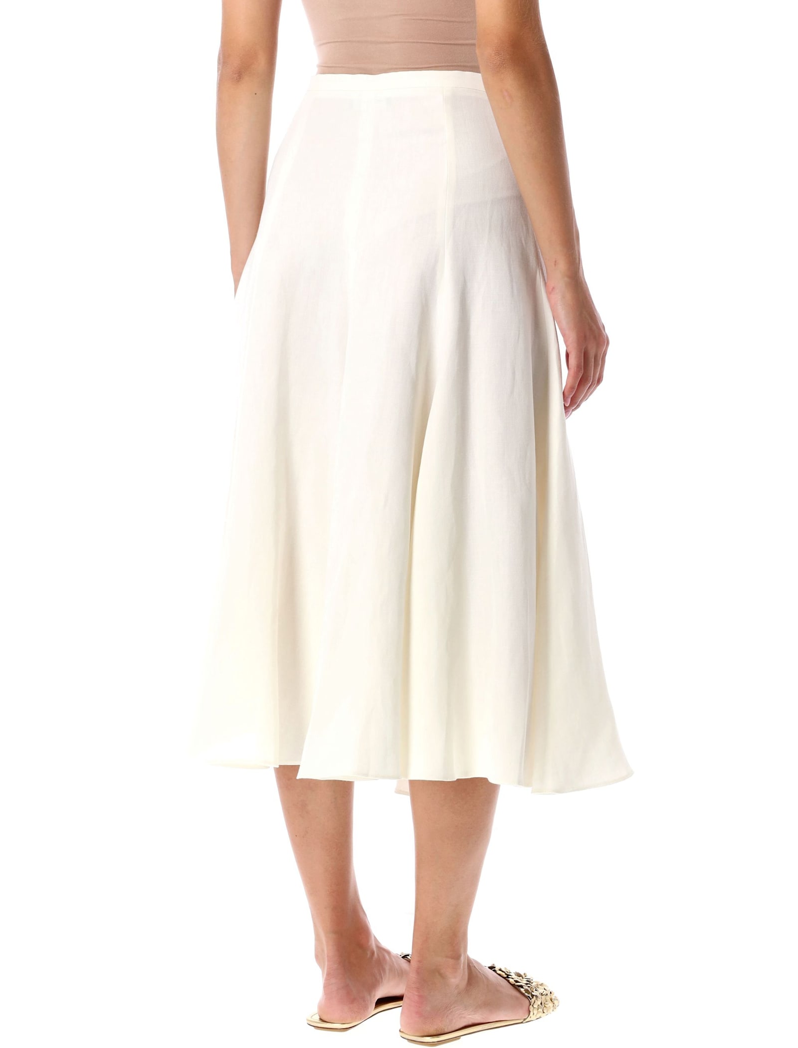 Fabiana Filippi Linen And Viscose Midi Skirt In White