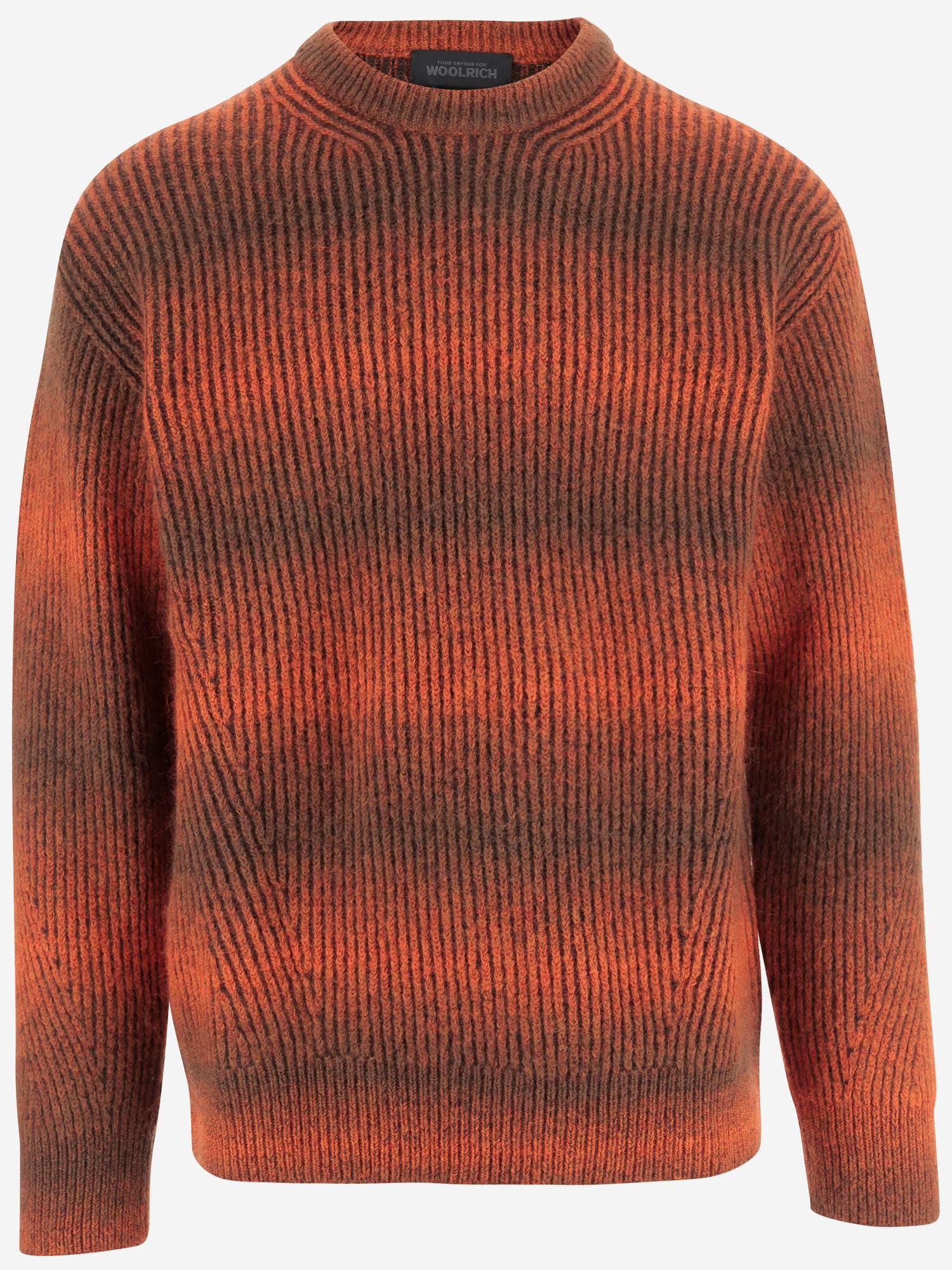 Woolrich Stretch Wool Blend Sweater With Shades In Brown