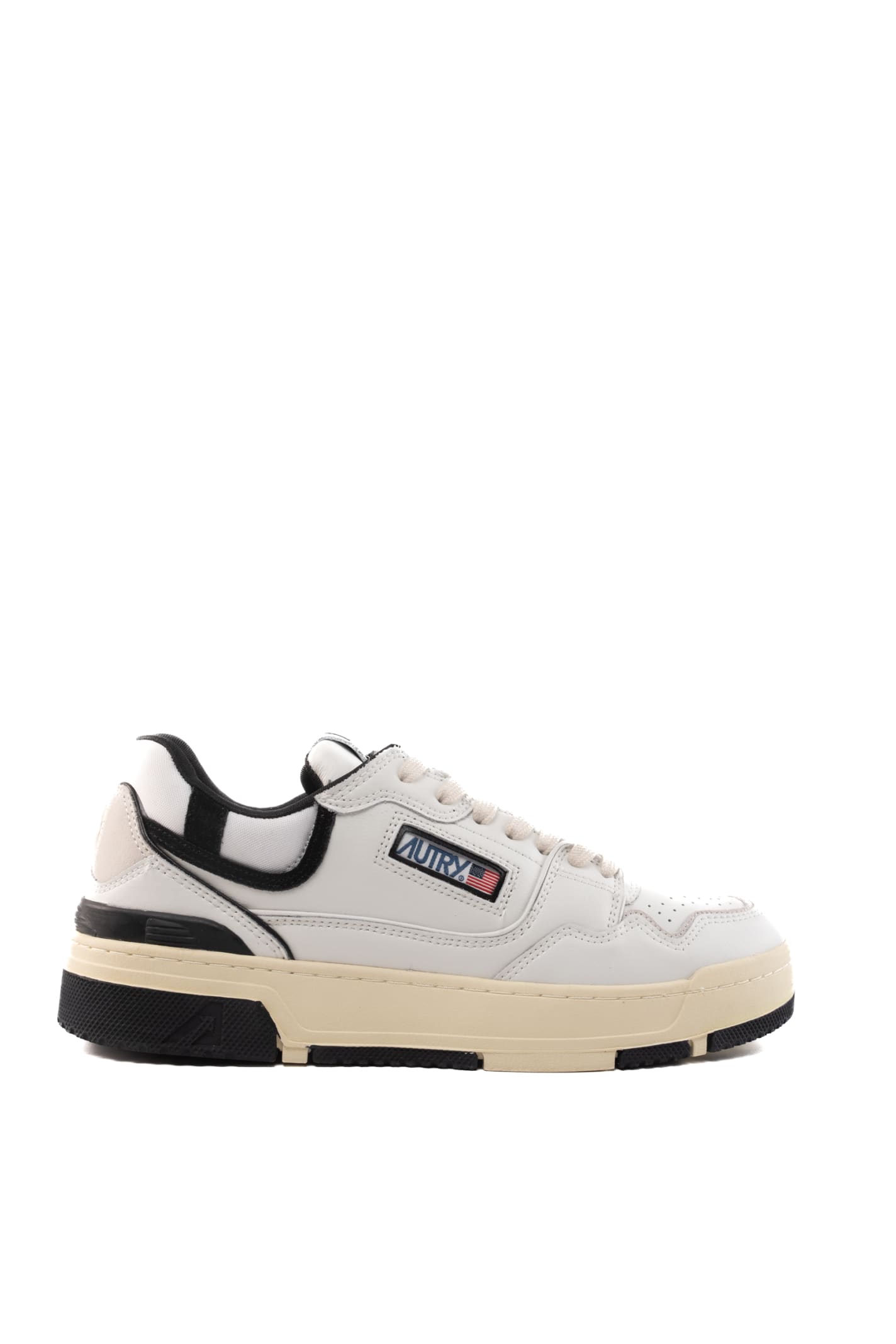 AUTRY AUTRY CLC SNEAKERS IN WHITE/BLACK LEATHER AND SUEDE 