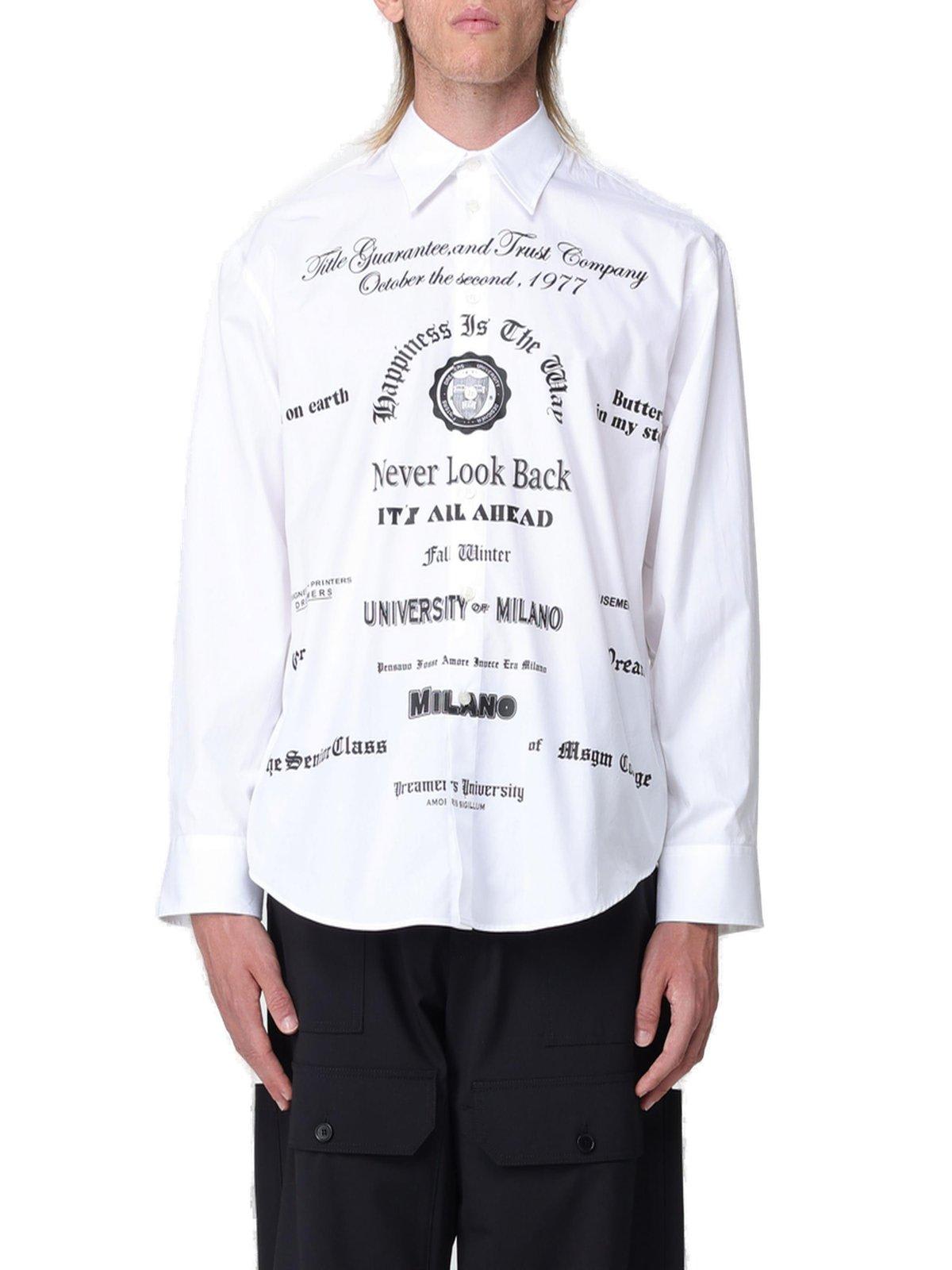 MSGM GRAPHIC-PRINTED LONG-SLEEVED BUTTONED SHIRT