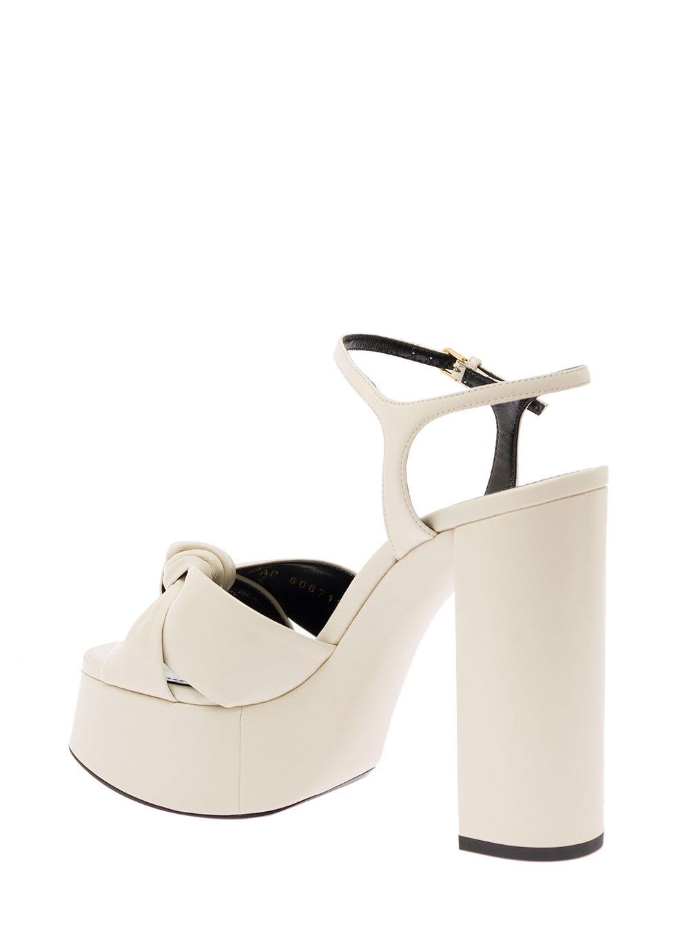 Shop Saint Laurent Bianca White Platform Sandals In Smooth Leather Woman