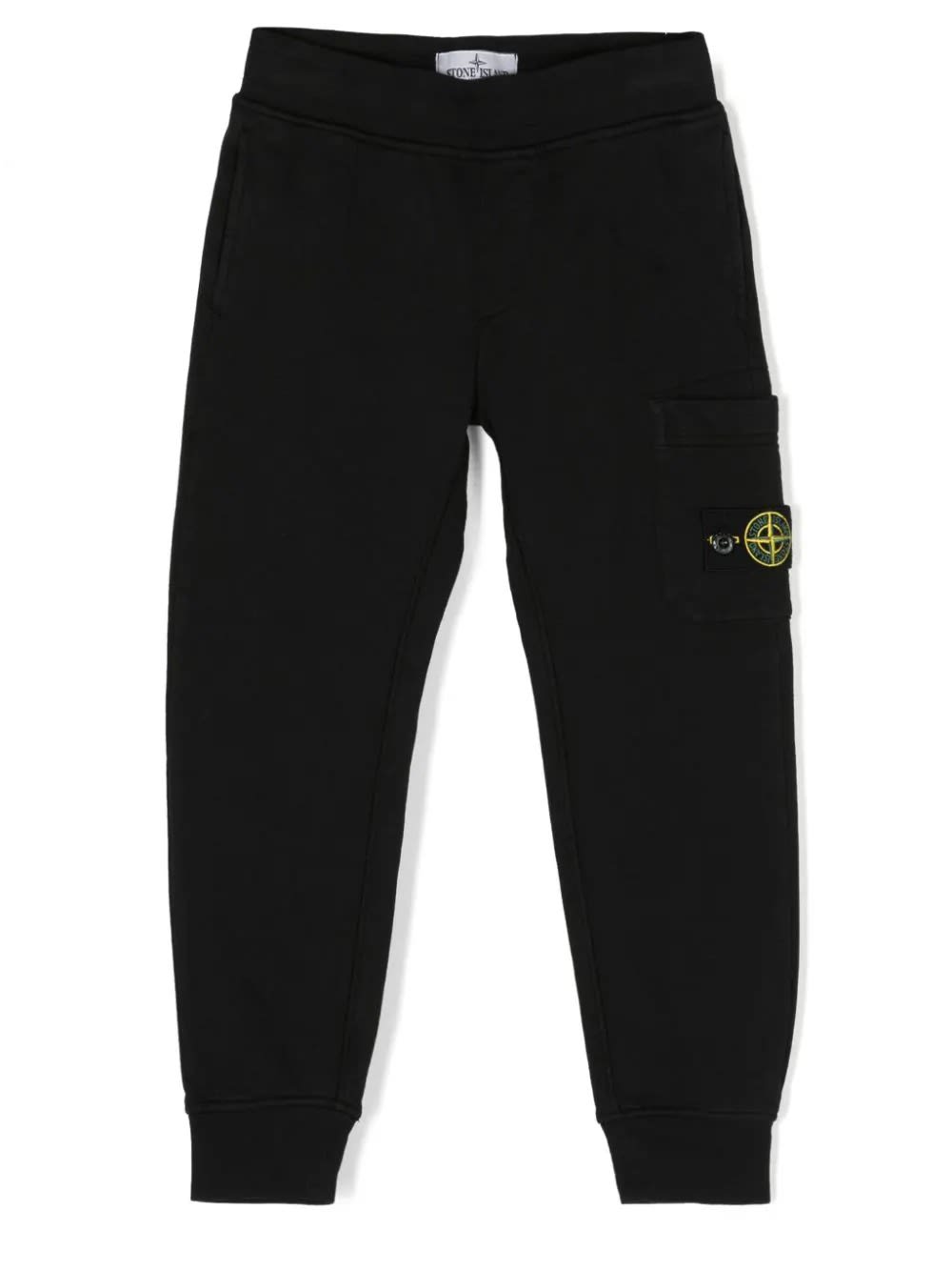 Shop Stone Island Junior Black Joggers With Logo Patch