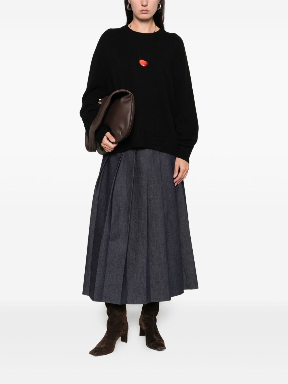 Goat Soft  Black Crewneck Sweaters In Black