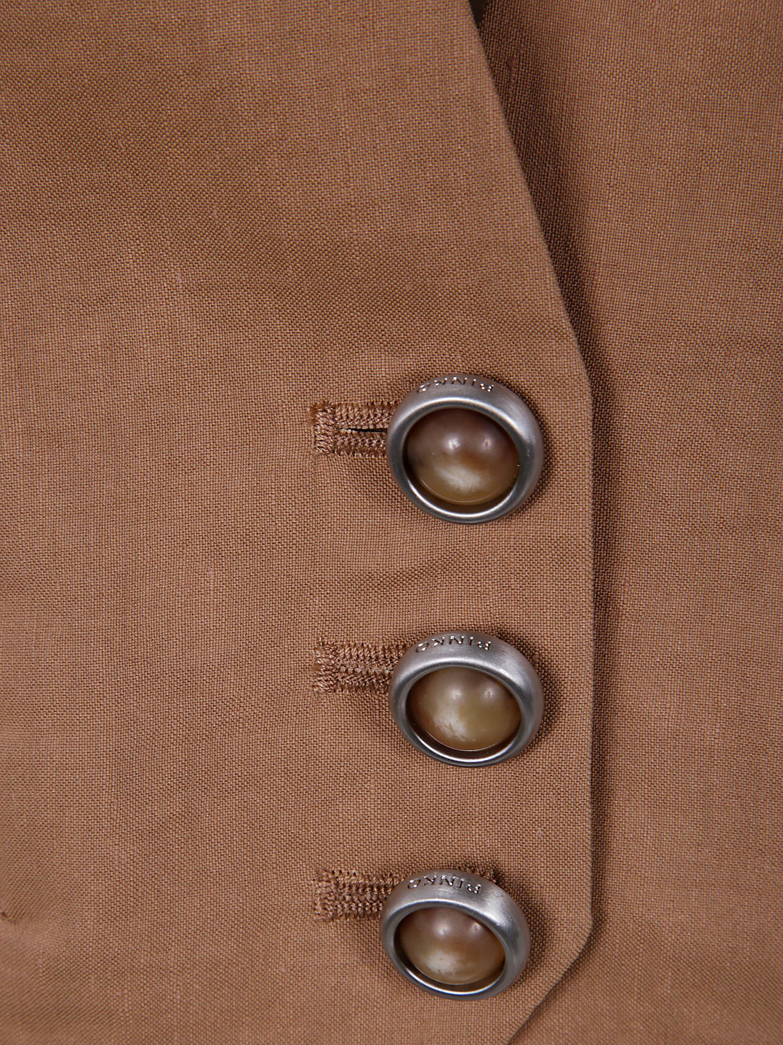 Pinko Tailored Brown Vest With V-neckline And Button Detail In Brown