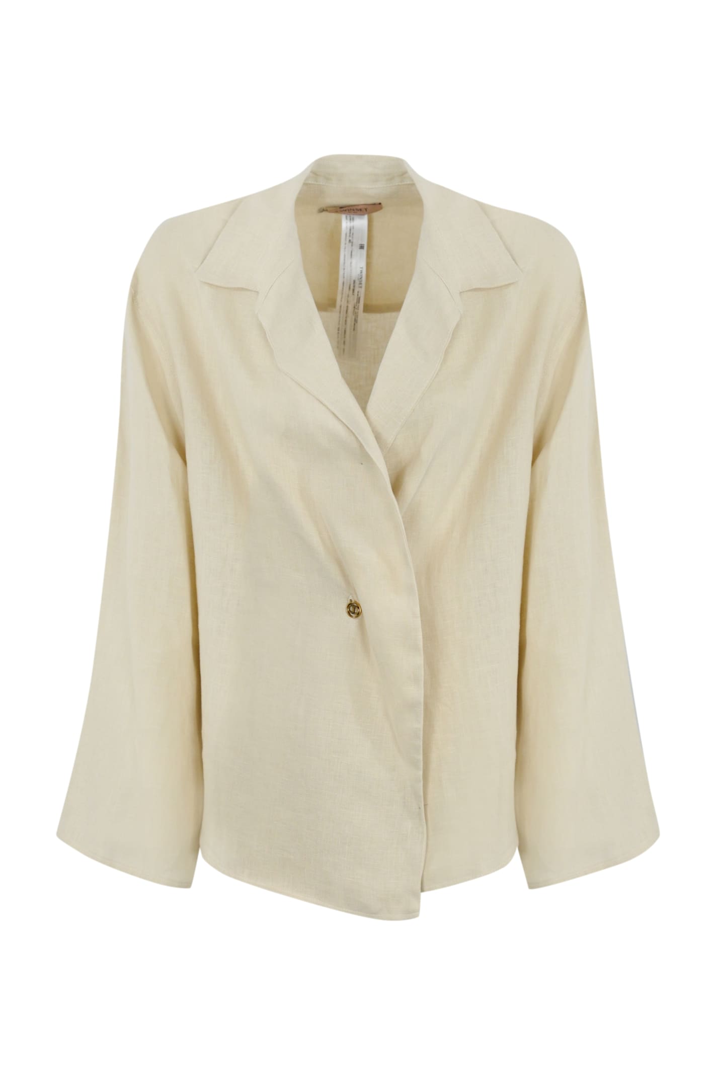 TWINSET LINEN SHIRT WITH OVAL-T BUTTON TWINSET