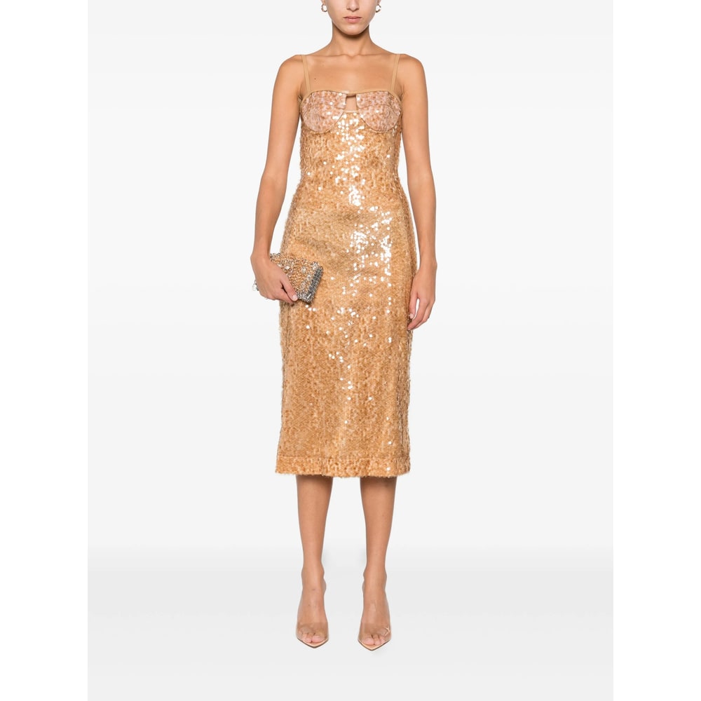 David Koma Stylish Sequin Mini Dress With Cut-out Detail And Shoulder Straps In Brown