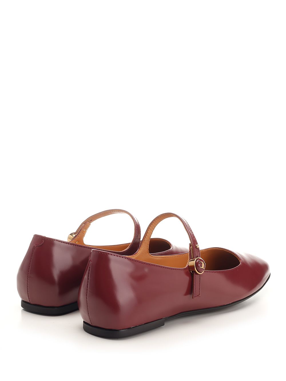 Shop Tod's Calfskin Ballet Flats In Bordeaux