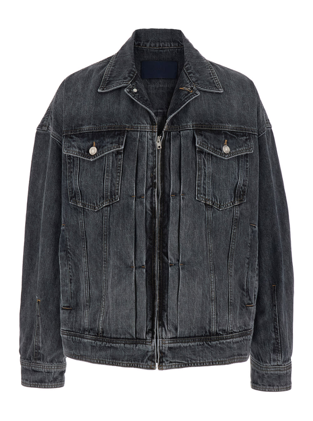 Juun. J Grey Jacket With Wide Notched Revers And Dropped Shoulders In Denim Man