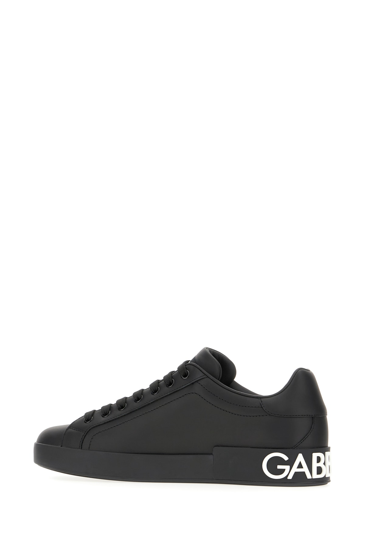 Shop Dolce & Gabbana Black Leather Portofino Sneakers In 8b956