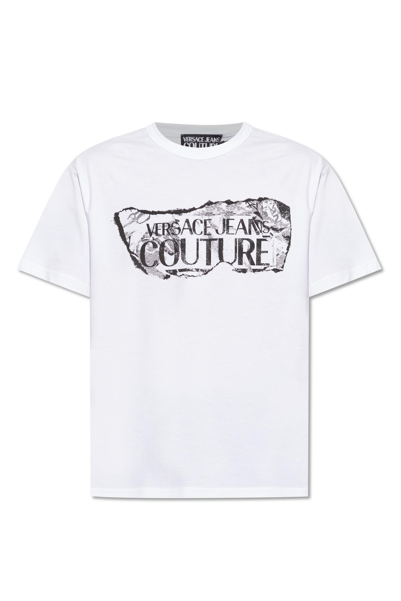 Shop Versace Jeans Couture Printed T-shirt In Bianco