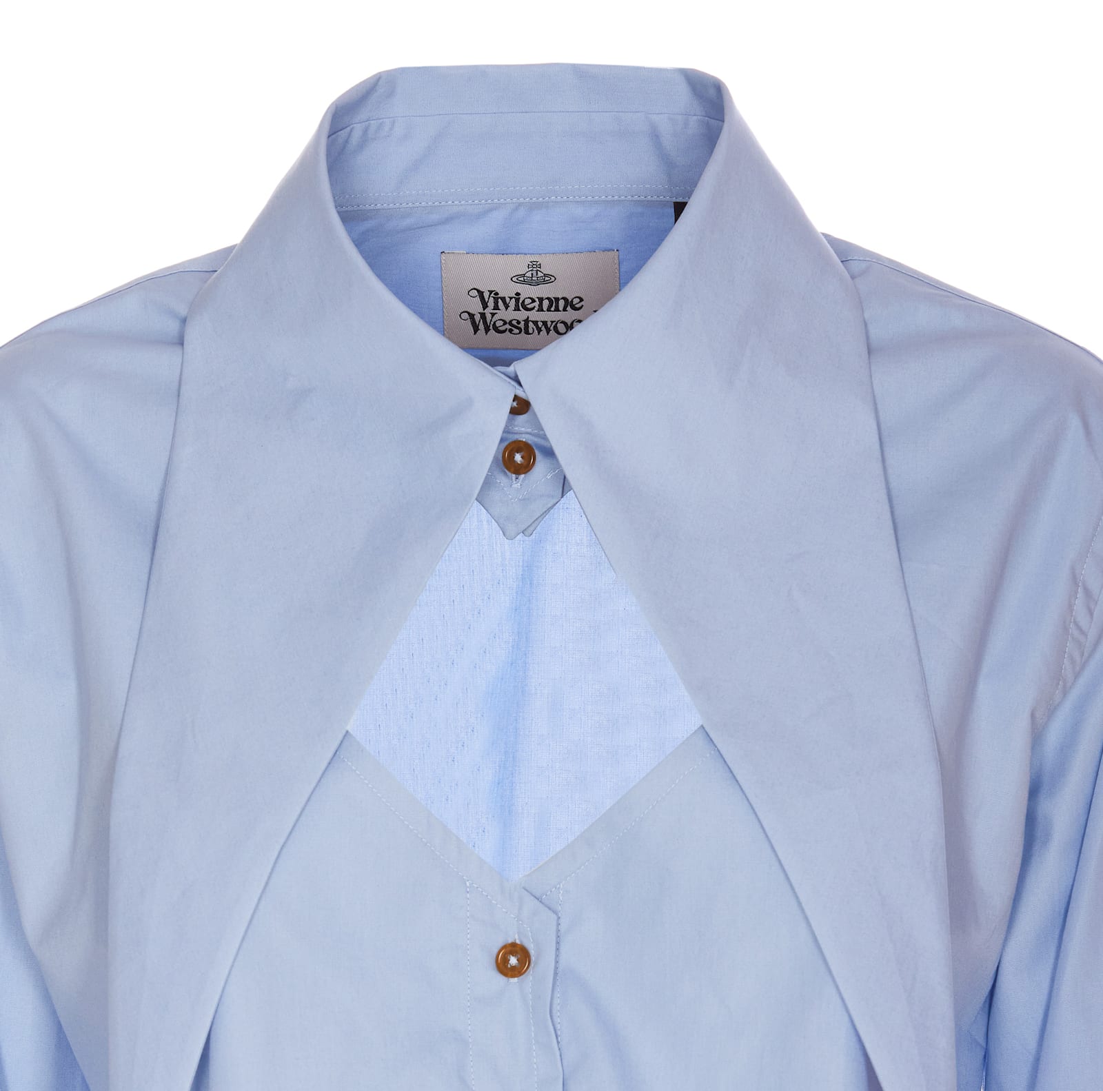 Vivienne Westwood Light Blue With Oversize Collar And Front Cut-out In Cotton Woman