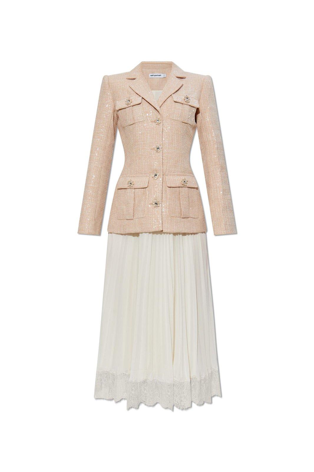 Blazer Panelled Pleated Dress