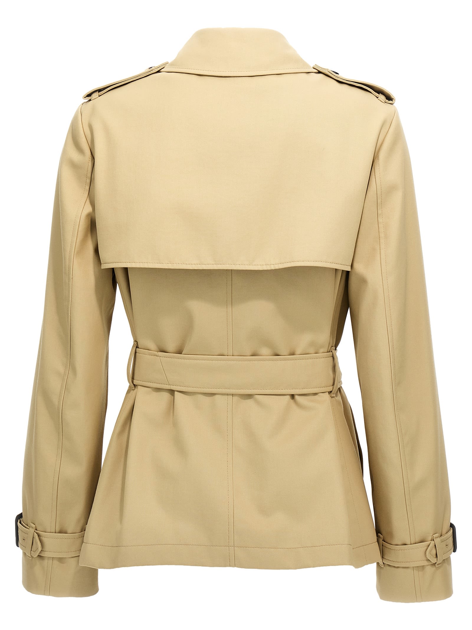 Shop Burberry Sp25 Short Trench Coat In Beige